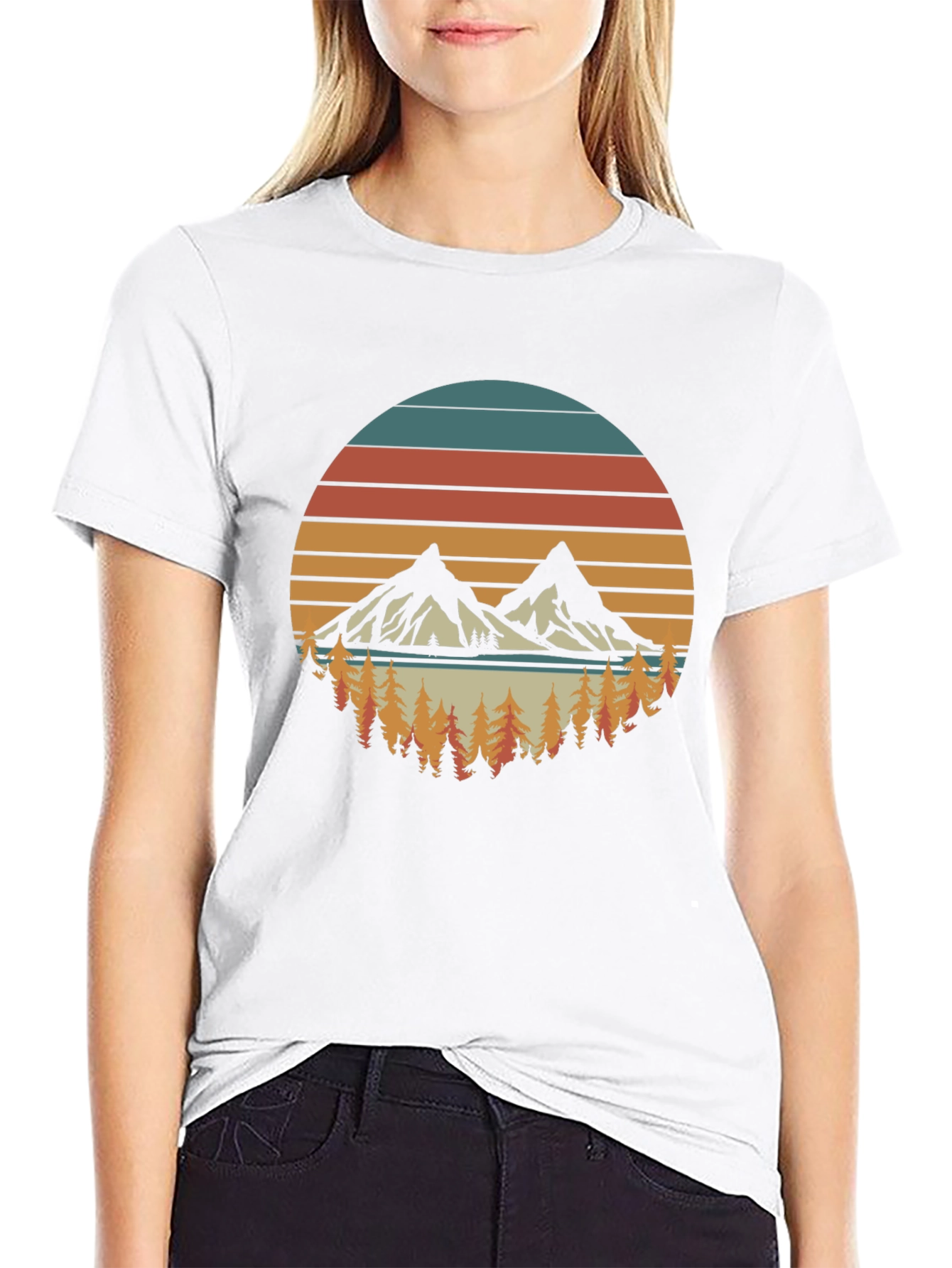 Retro Mountain Sunset Graphic T-Shirt