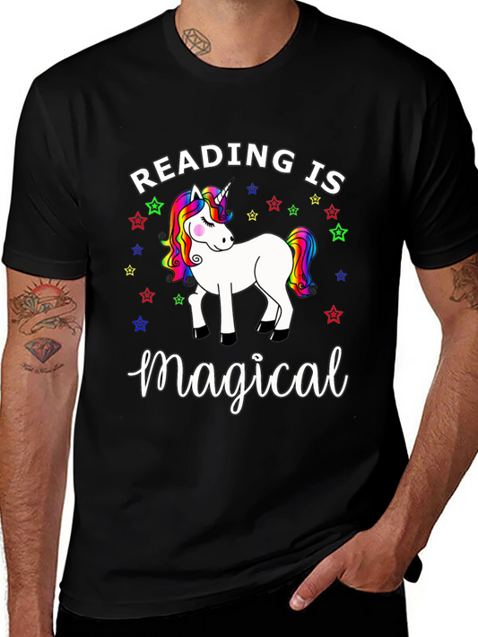 Reading Is Magical Unicorn Graphic Tee