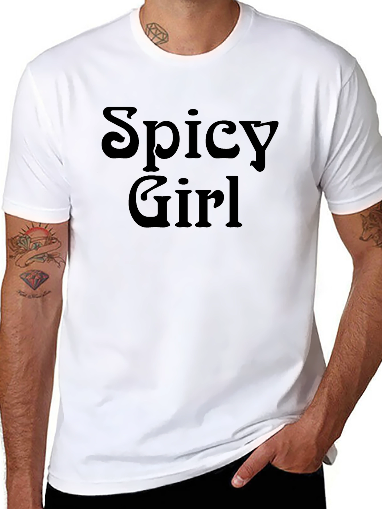 Spicy Girl Graphic Tee - Black Cotton T-Shirt