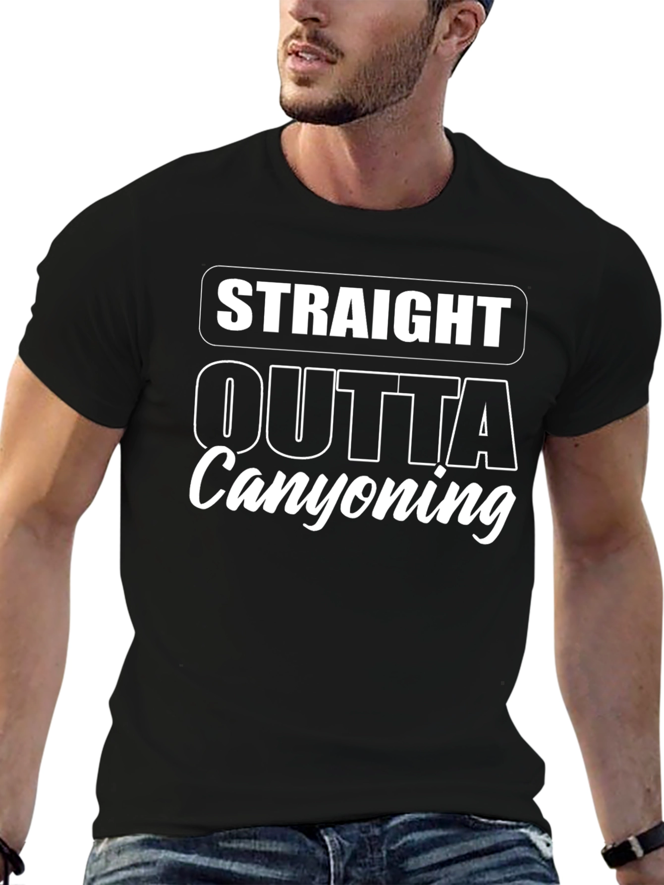 Straight Outta Canyoning Black Graphic Tee