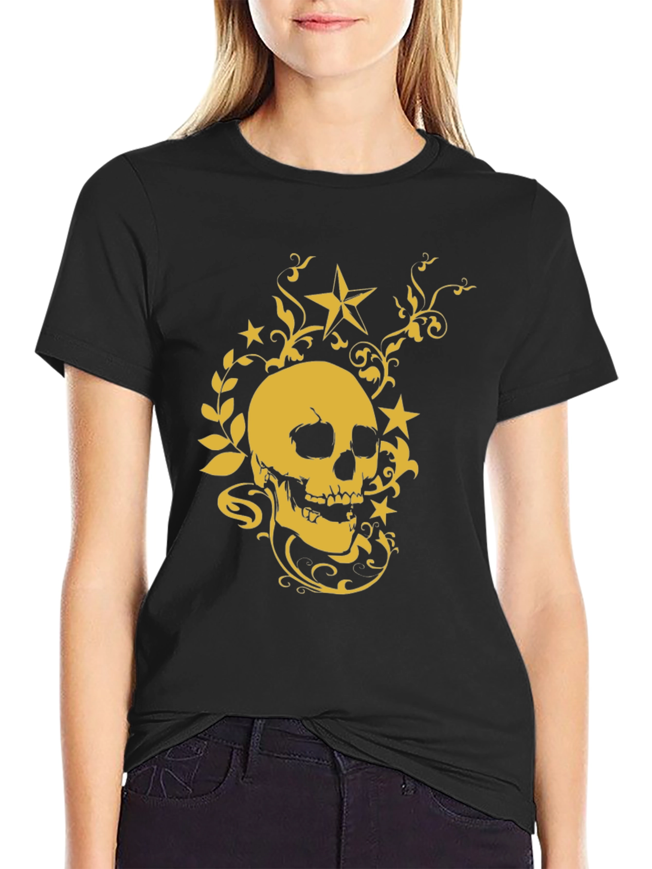 Skull & Star Graphic Tee - Stylish Black T-Shirt