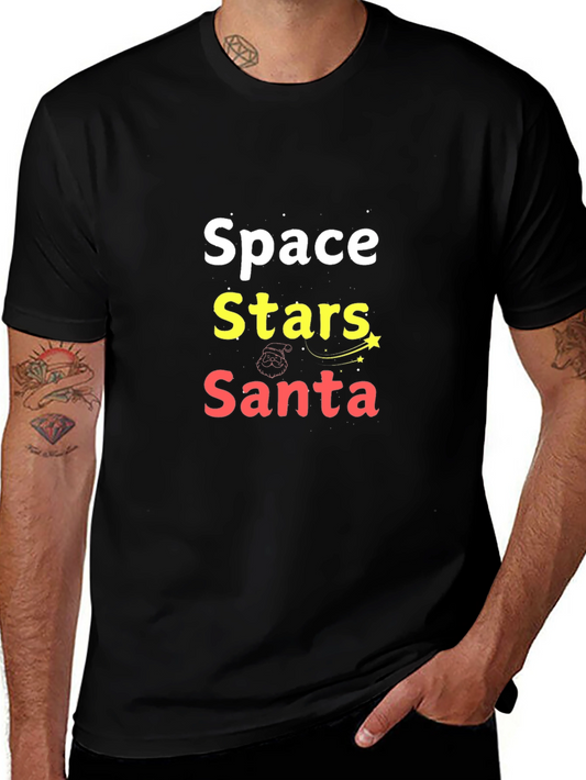 Space Stars Santa Graphic Tee - Holiday Fun