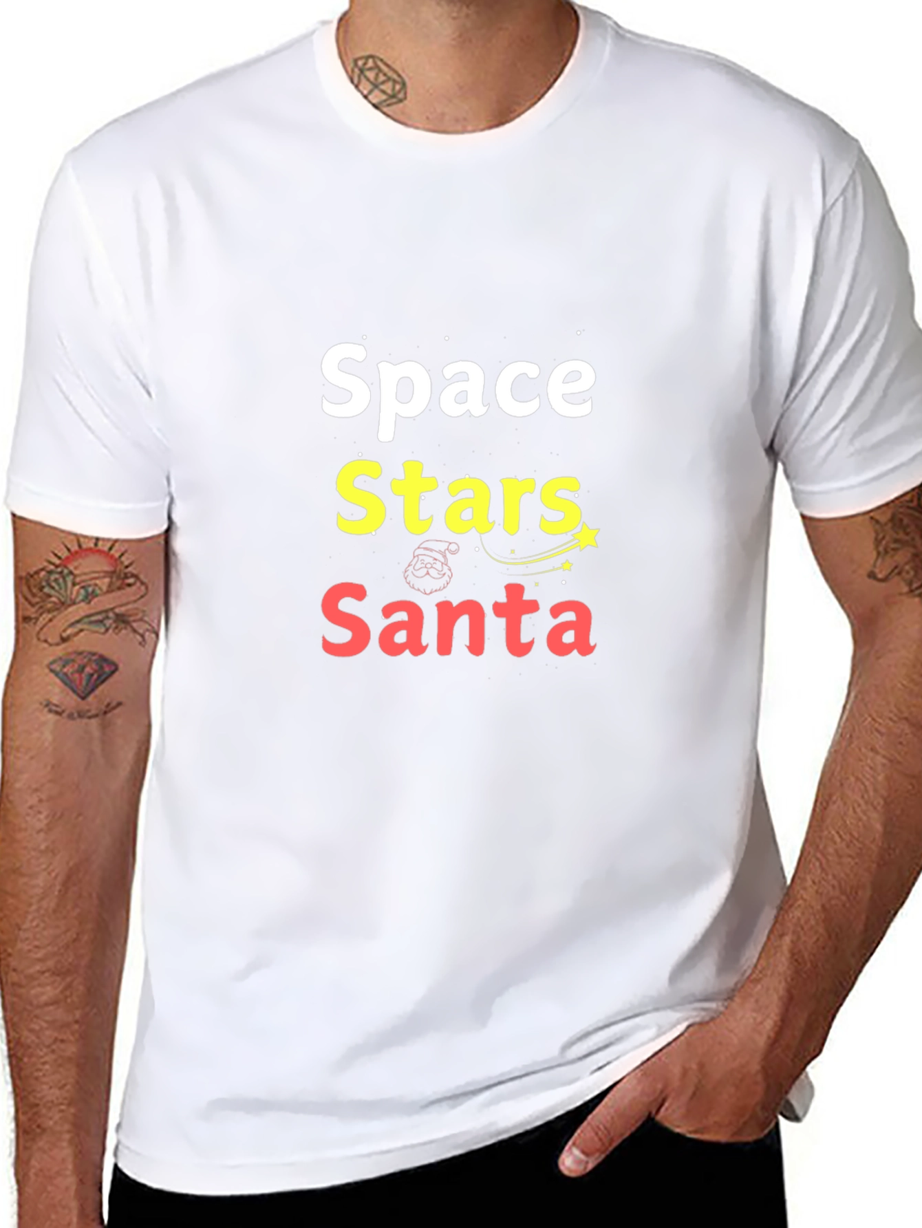 Space Stars Santa Graphic Tee - Holiday Fun