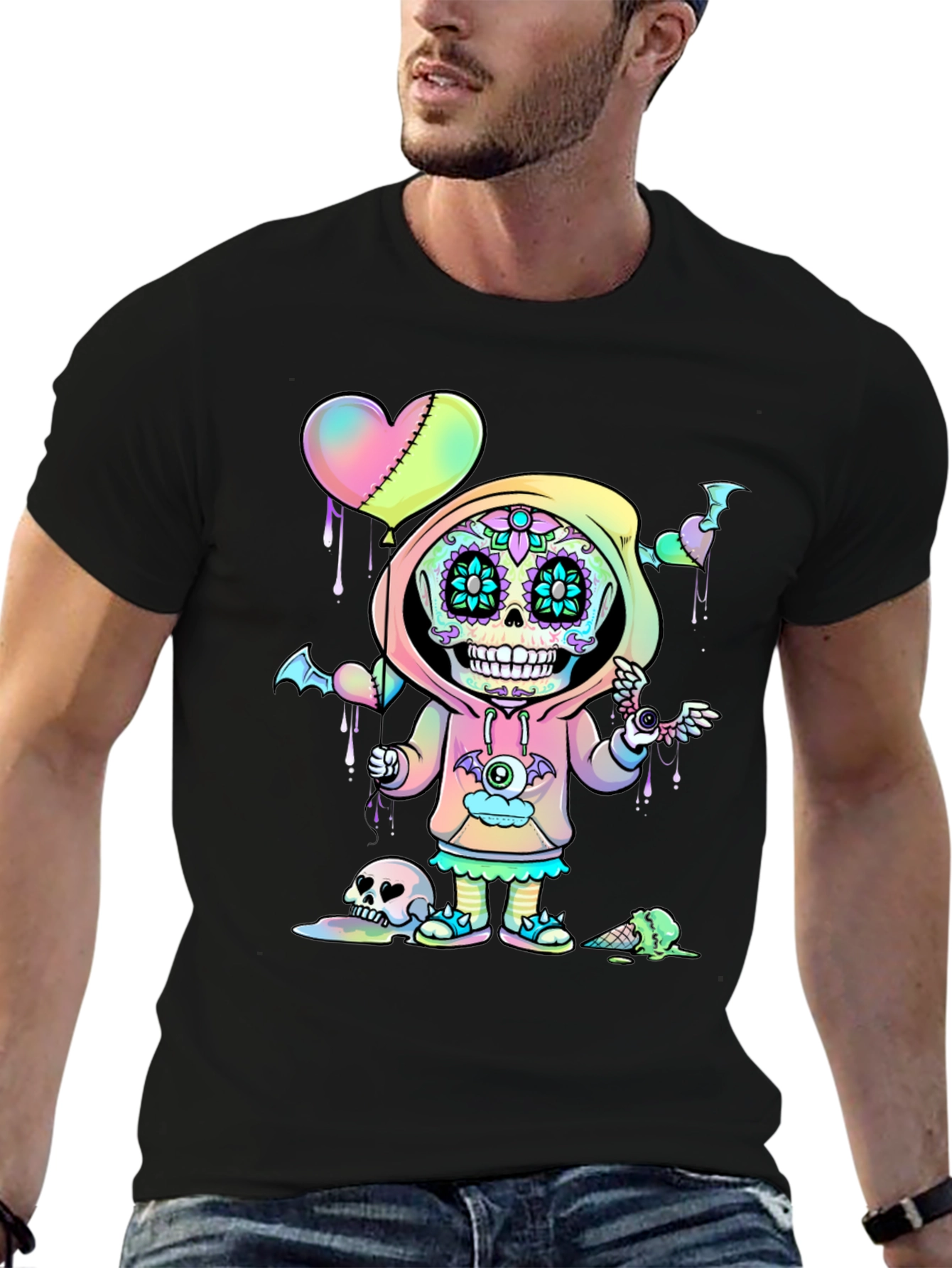 Sugar Skull Kid T-Shirt - Kawaii Pastel Goth Design