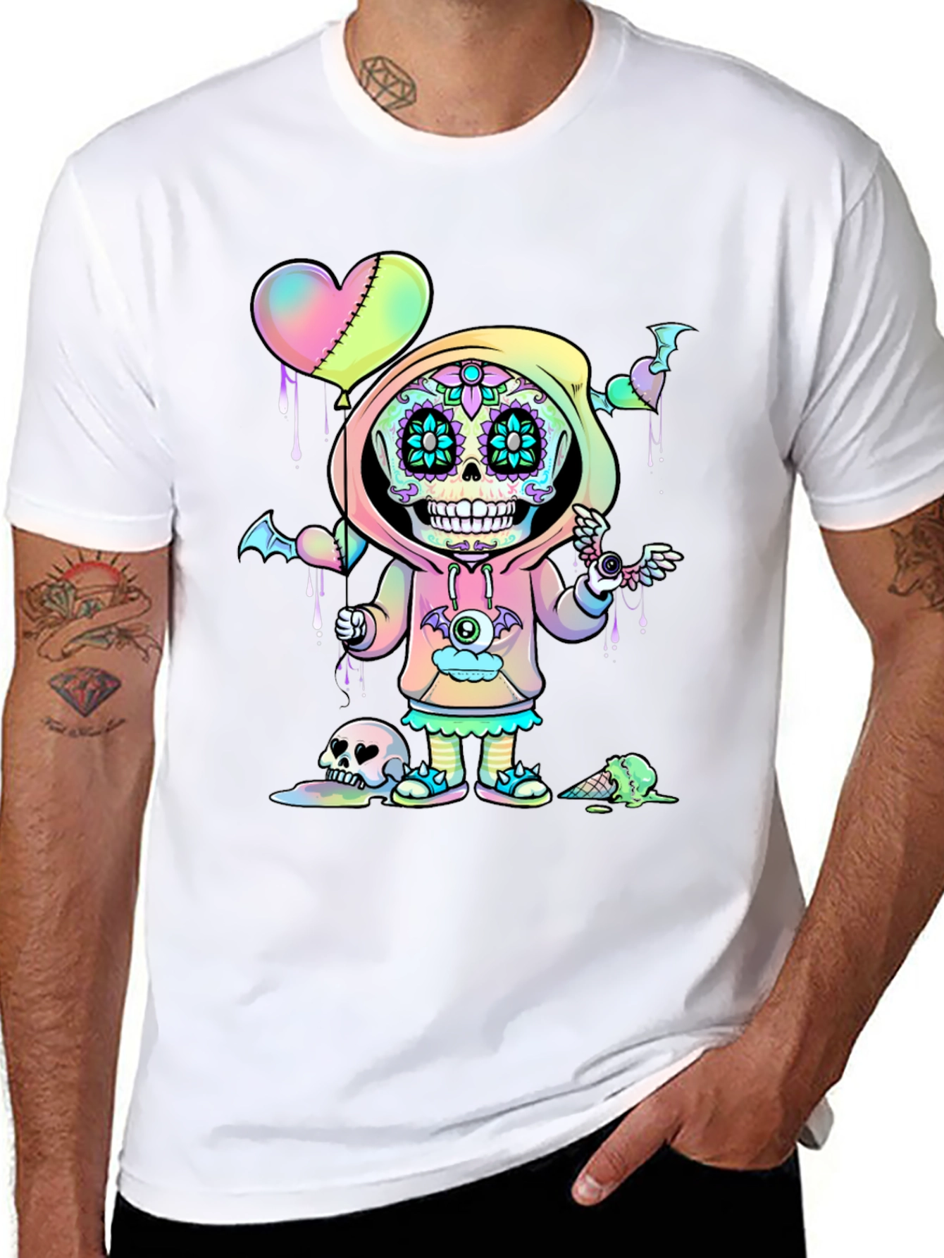 Sugar Skull Kid T-Shirt - Kawaii Pastel Goth Design