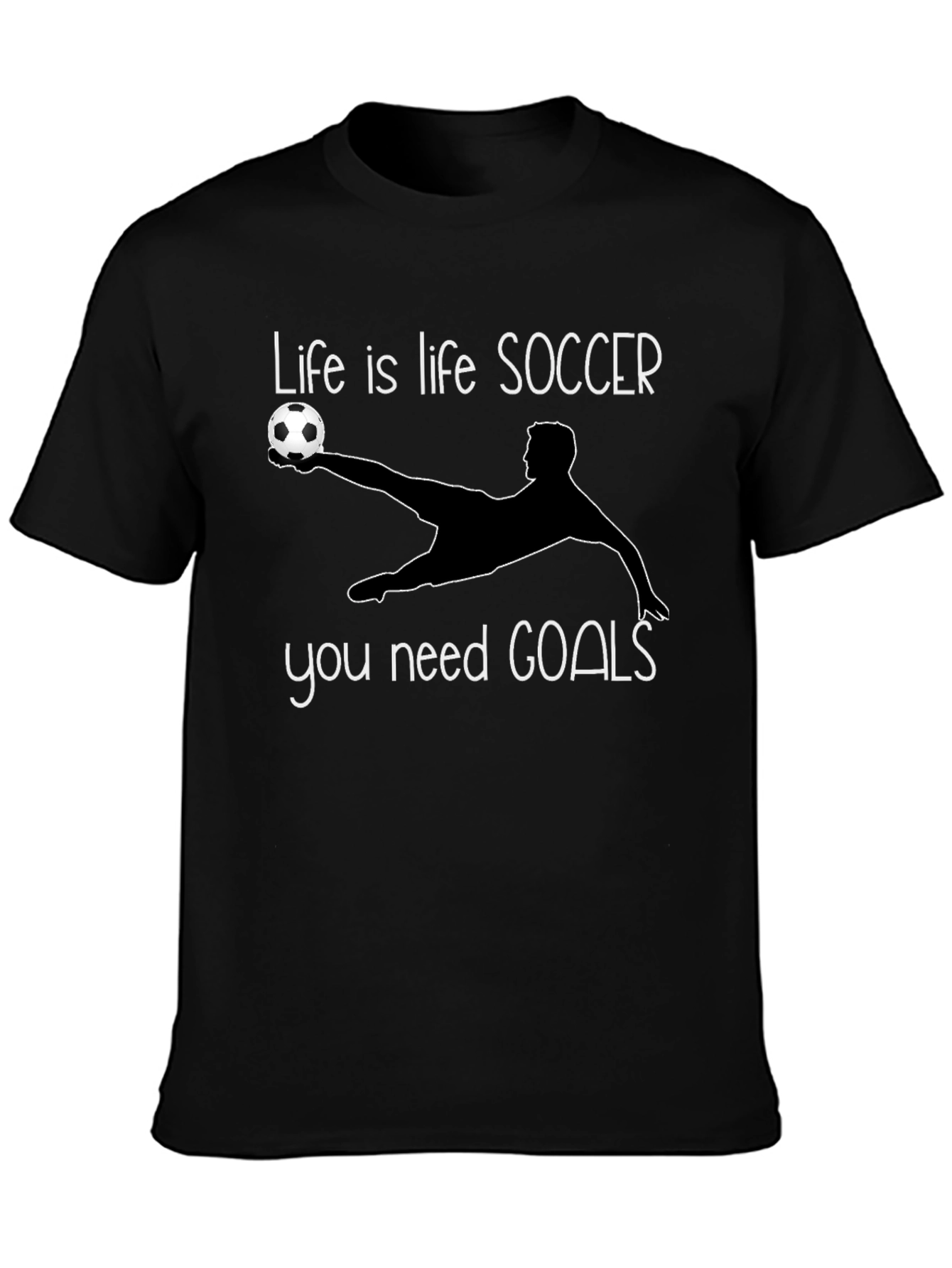 Soccer Life Goals T-Shirt - Black Short Sleeve