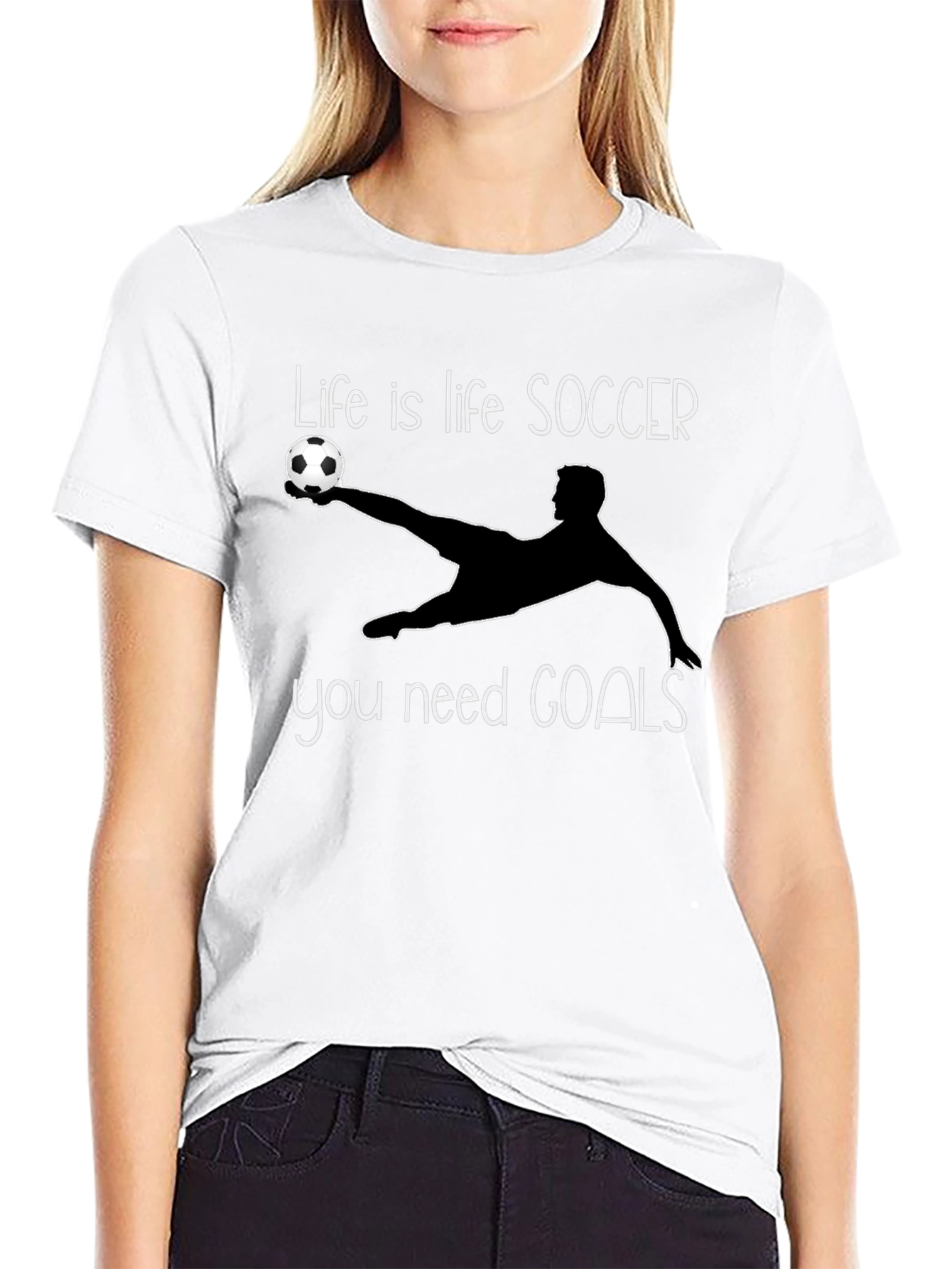 Soccer Life Goals T-Shirt - Black Short Sleeve