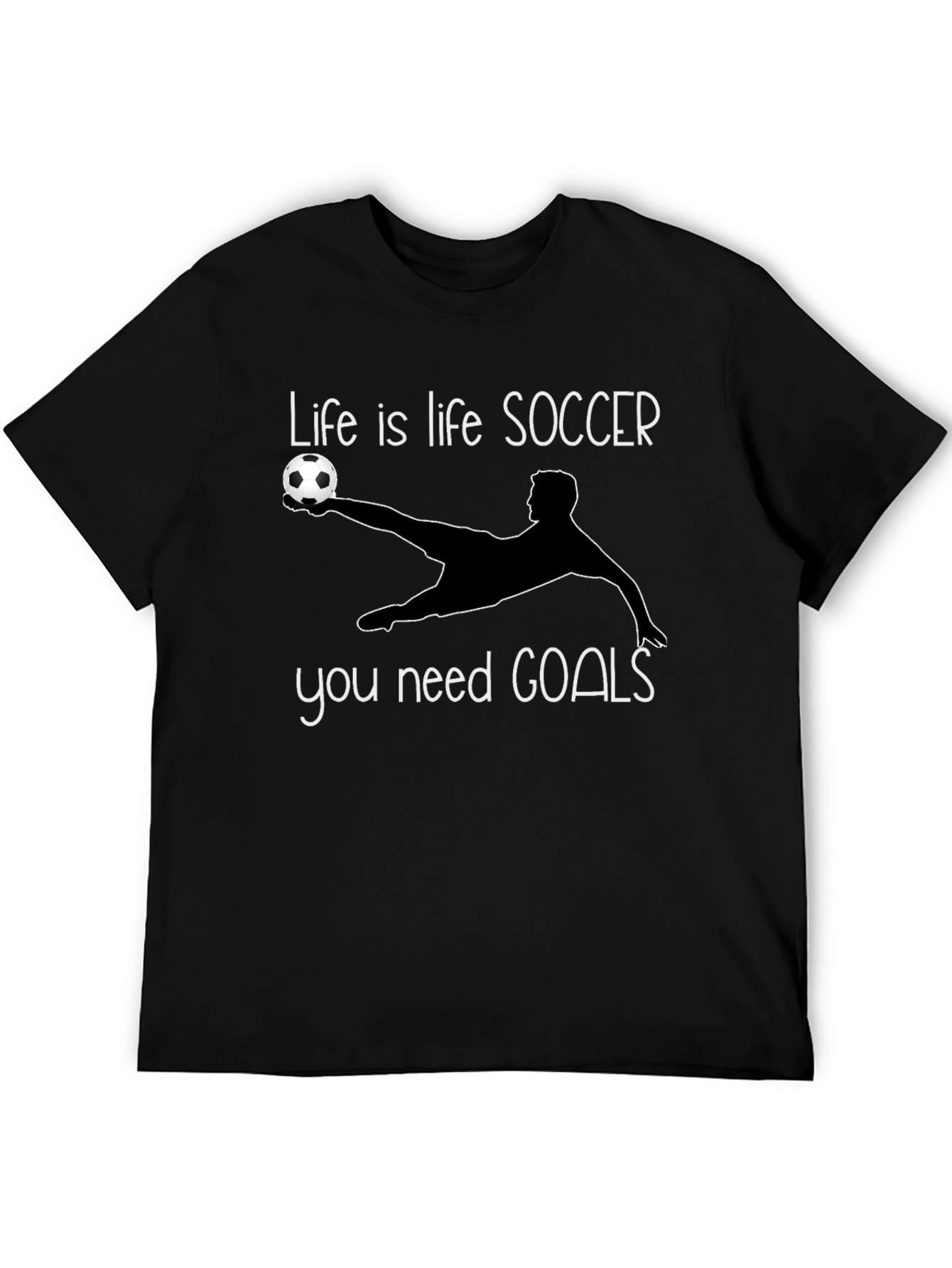 Soccer Life Goals T-Shirt - Black Short Sleeve