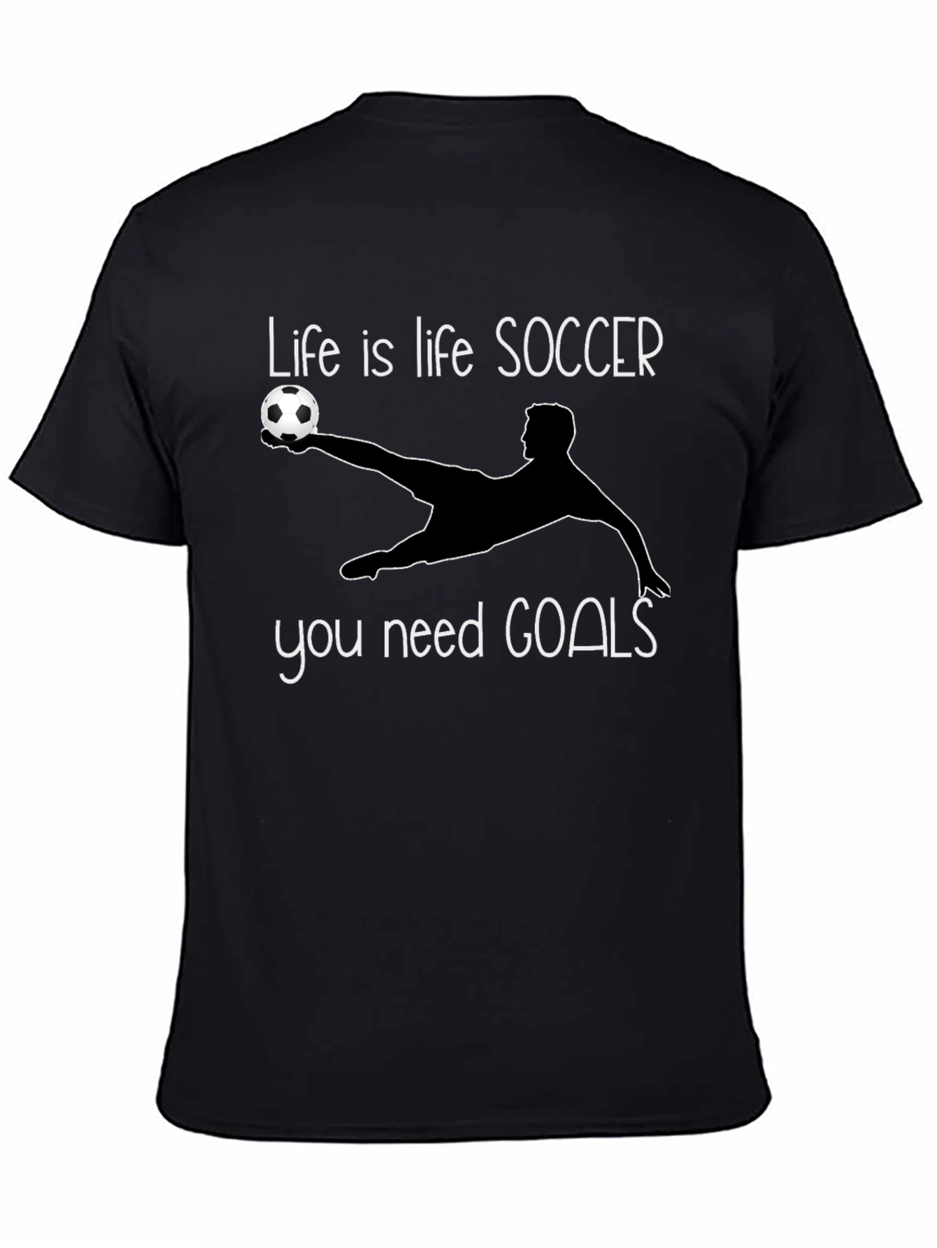 Soccer Life Goals T-Shirt - Black Short Sleeve