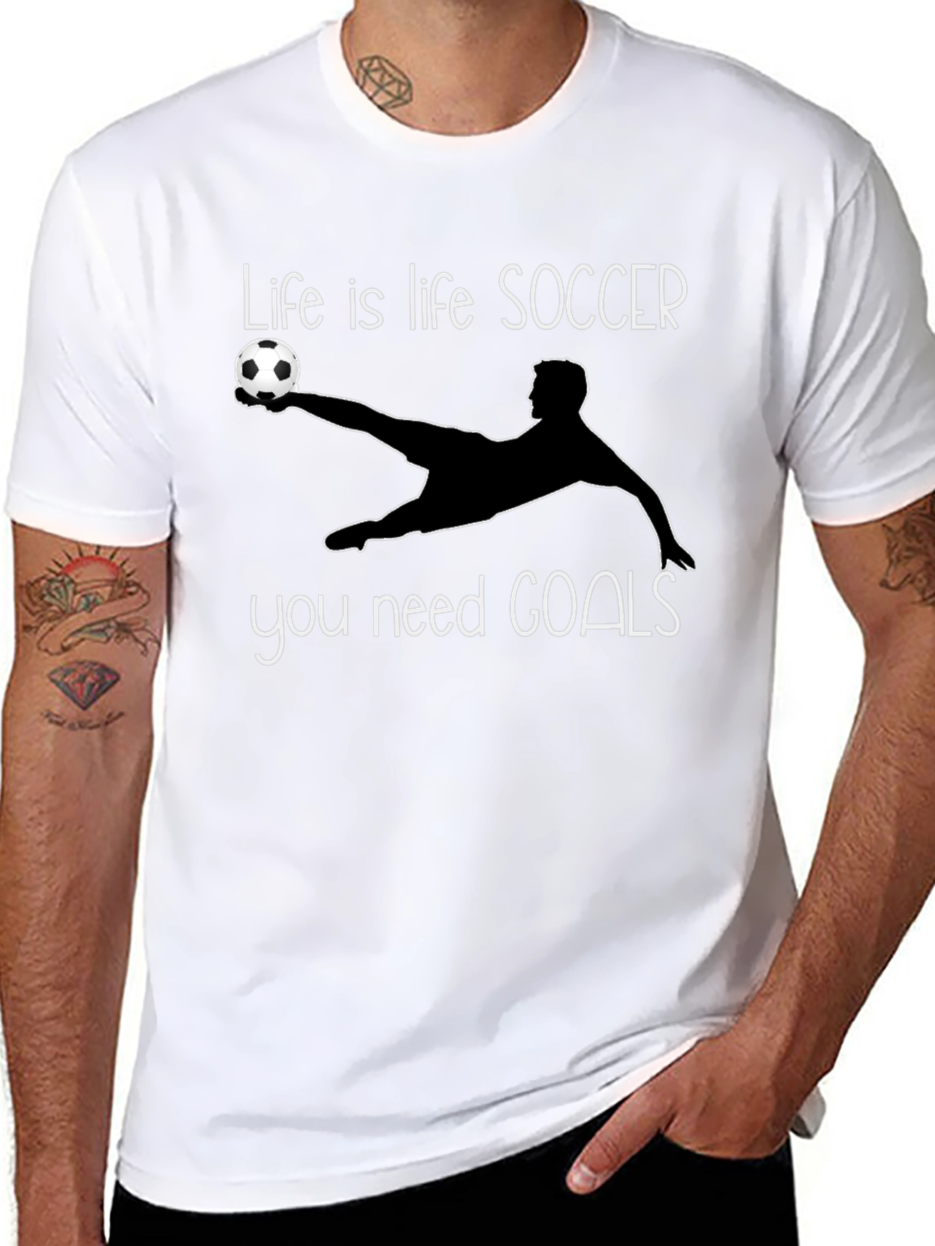 Soccer Life Goals T-Shirt - Black Short Sleeve