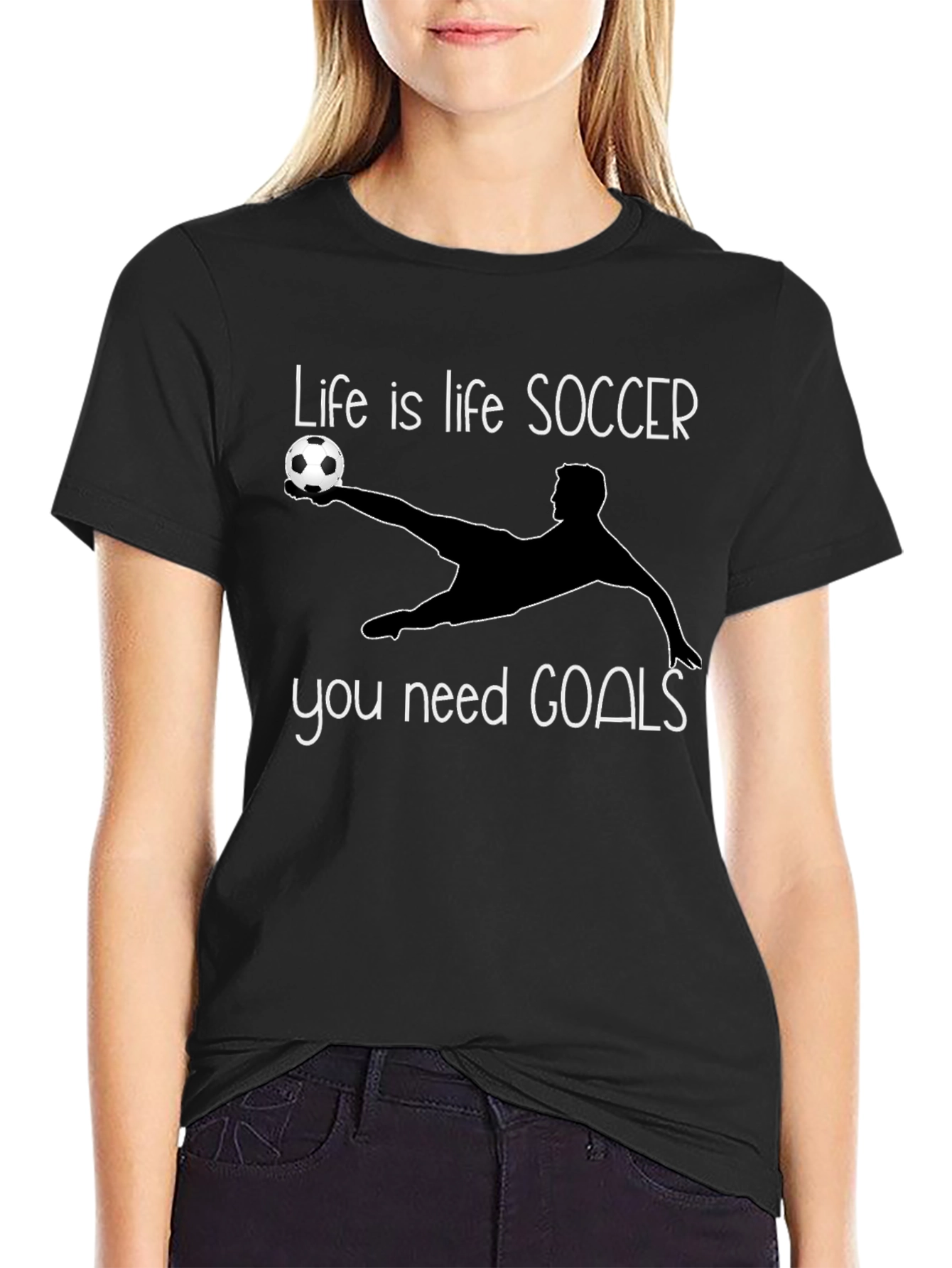 Soccer Life Goals T-Shirt - Black Short Sleeve