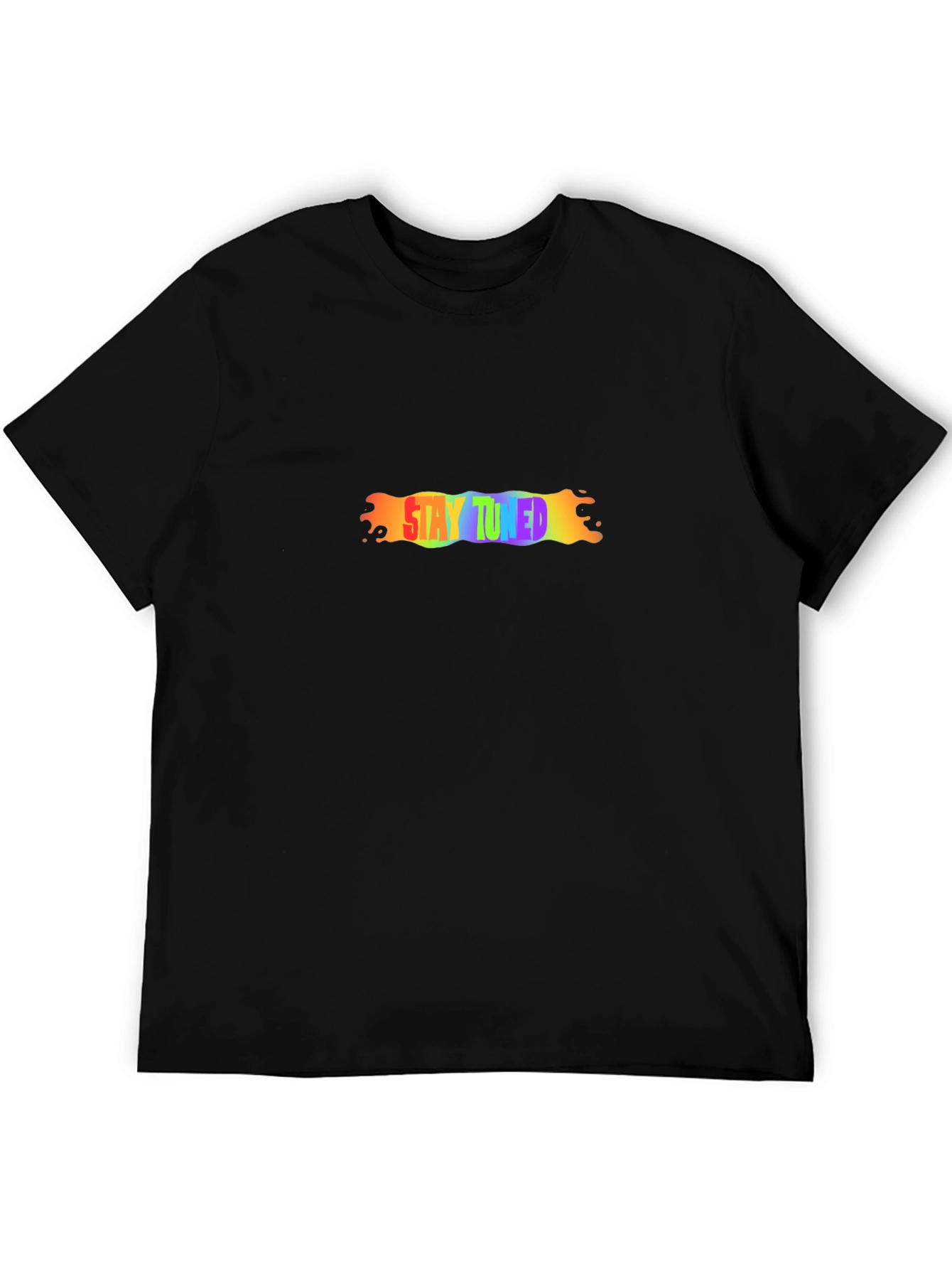 Stay Tuned Rainbow Graphic Black T-Shirt