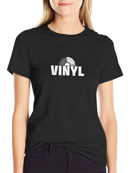 Vinyl Record Graphic Tee - Black Casual Shirt