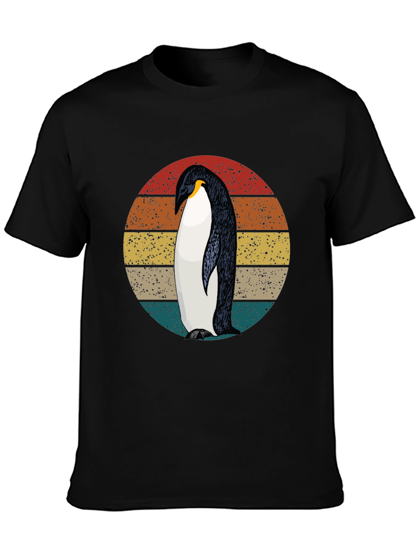 Retro Penguin Graphic Tee - Cool Black T-Shirt