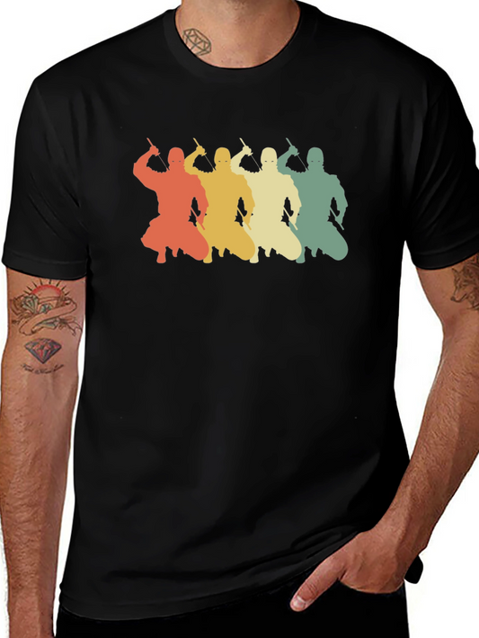 Retro Ninja Silhouette Graphic T-Shirt