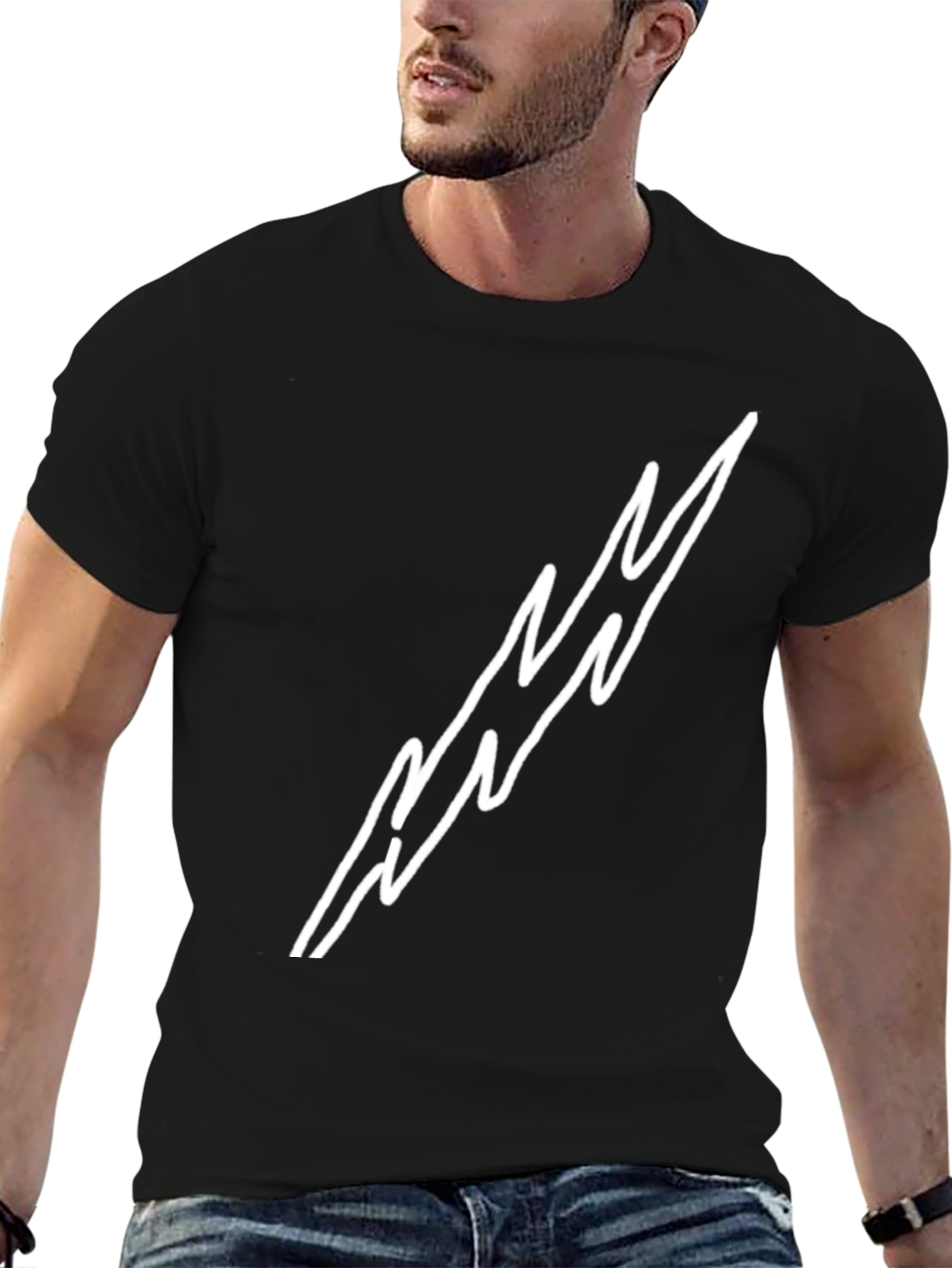 Black T-Shirt with Lightning Bolt Design