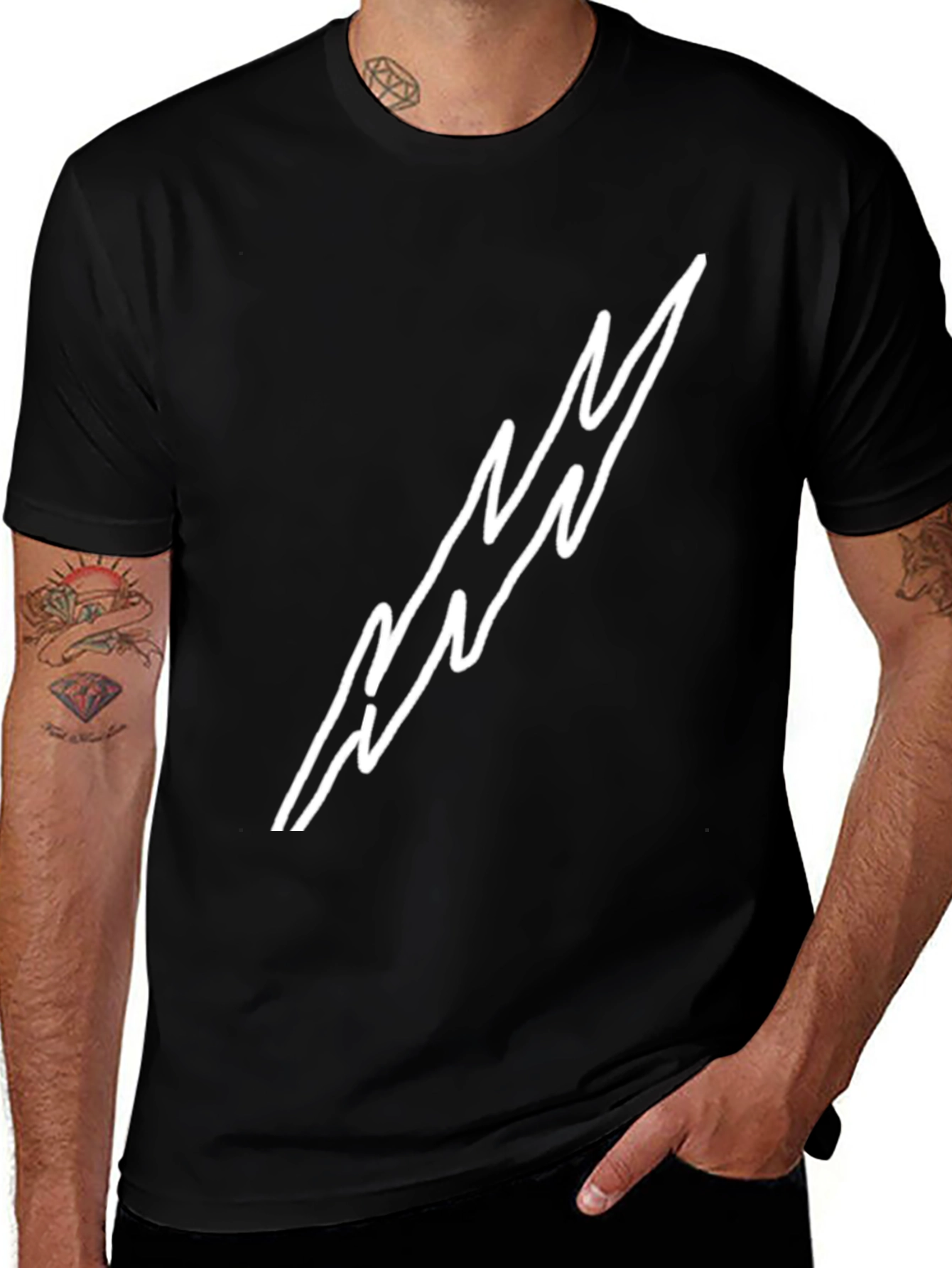 Black T-Shirt with Lightning Bolt Design