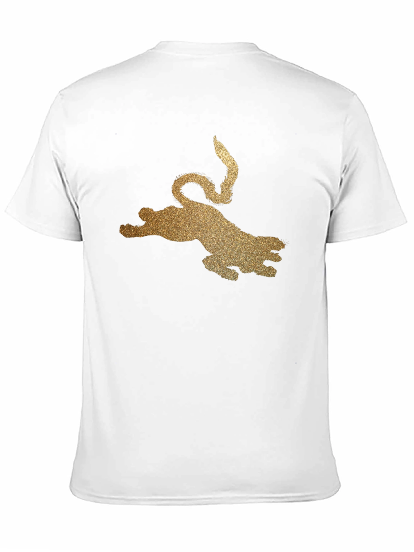 Black T-Shirt with Golden Glitter Leopard Graphic