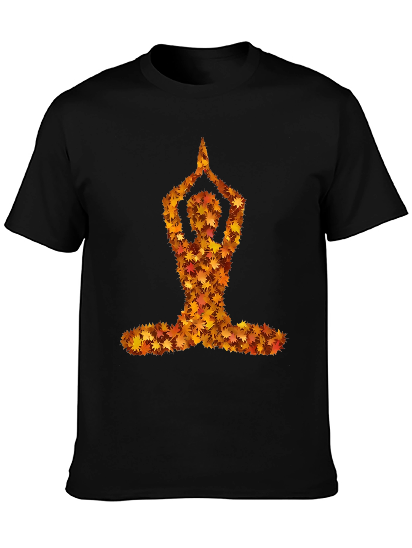 Autumn Leaves Yoga Pose Black T-Shirt