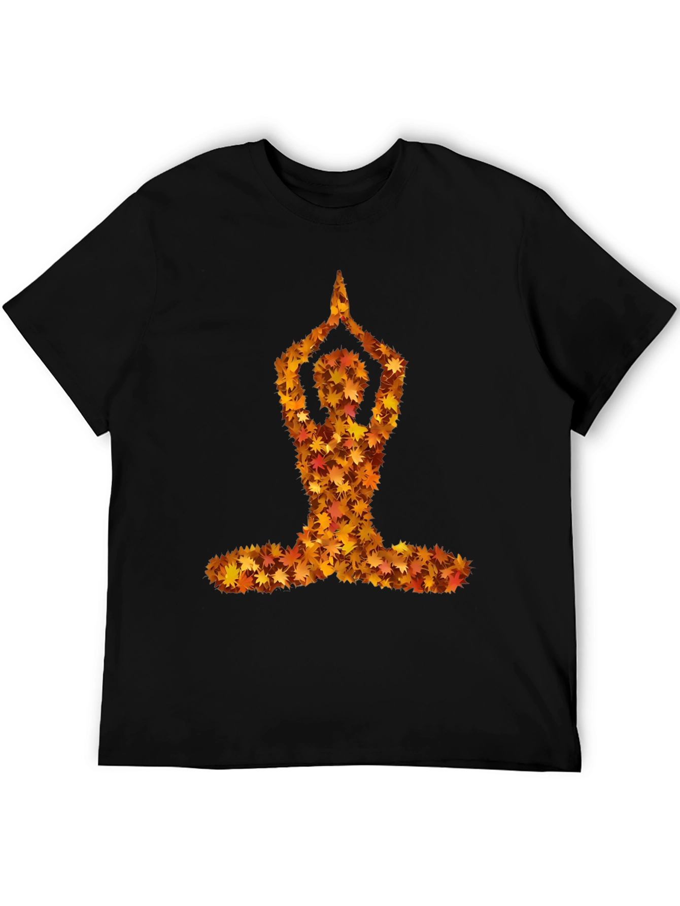 Autumn Leaves Yoga Pose Black T-Shirt