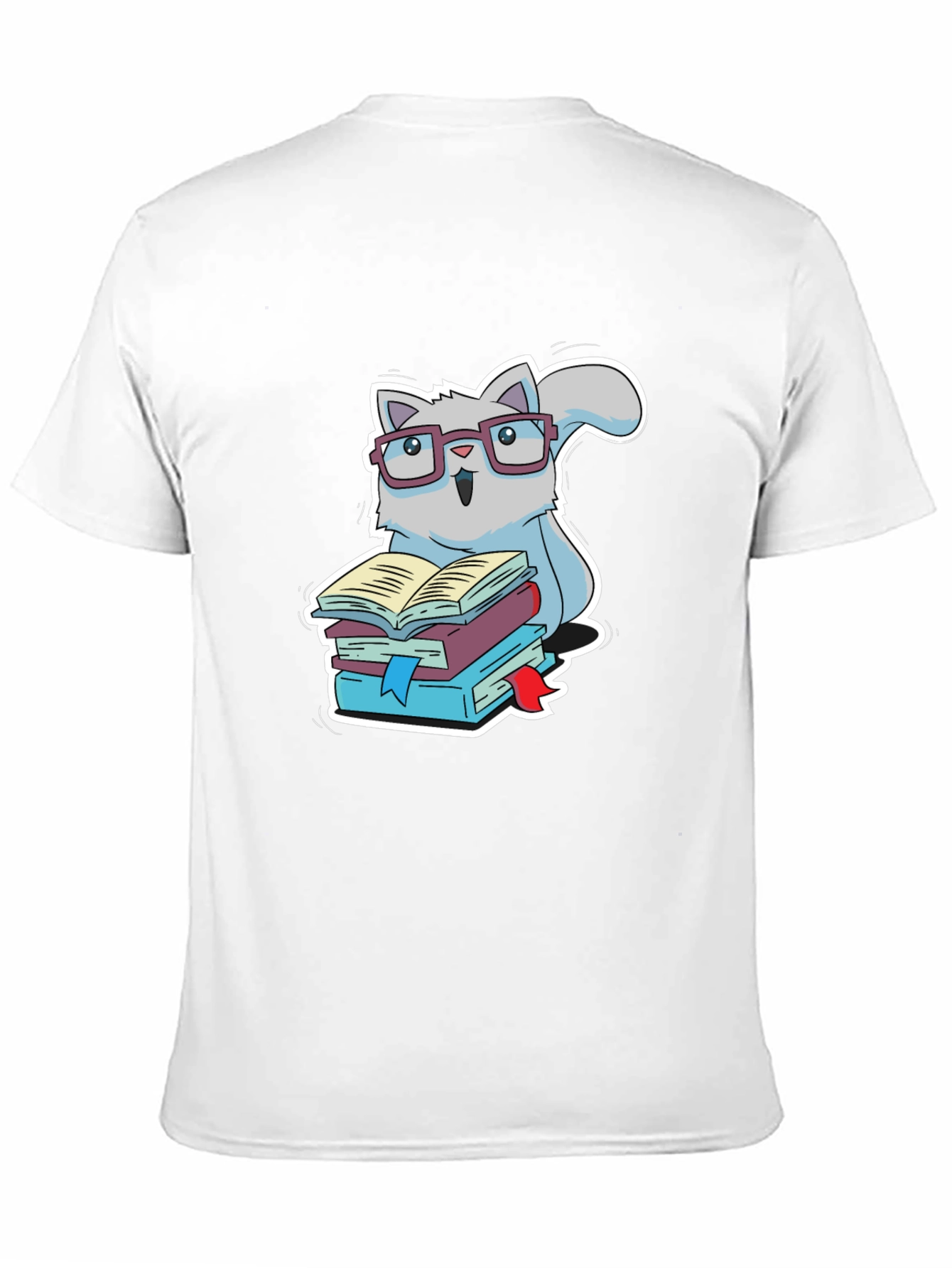 Bookworm Cat T-Shirt - Cute Reading Kitten Design
