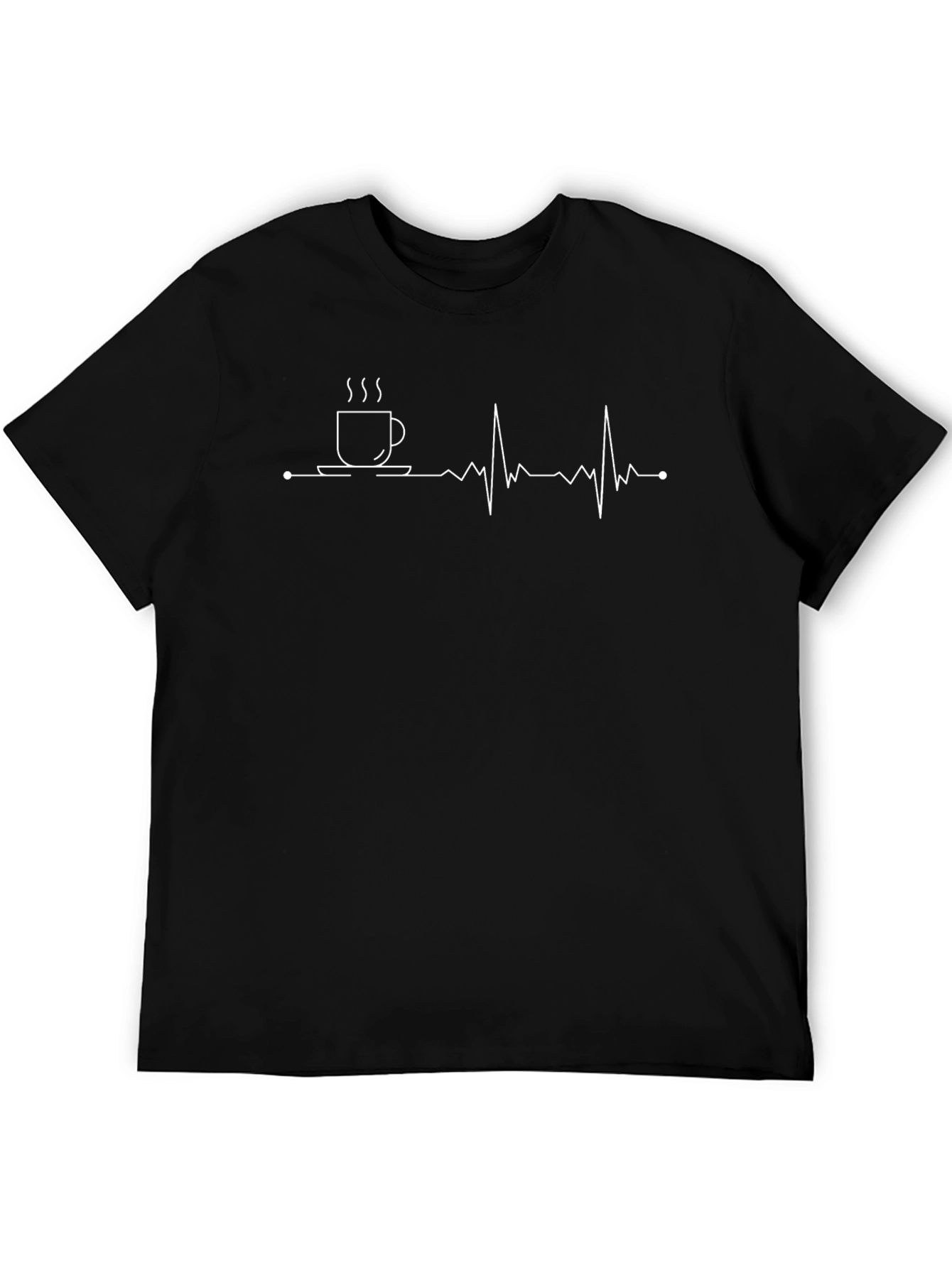 Coffee Heartbeat Graphic T-Shirt - Black