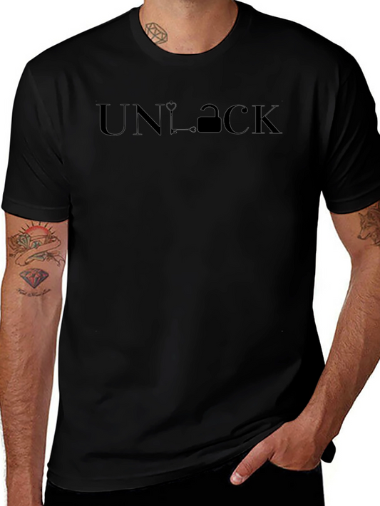 Unlock Black Graphic Tee - Stylish Casual Wear