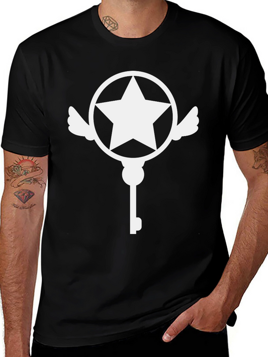 Star Key Graphic Tee - Stylish Black T-Shirt