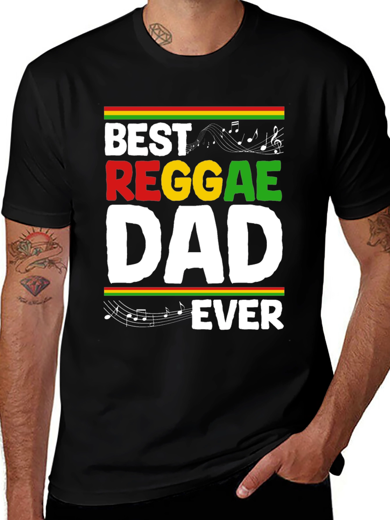 Best Reggae Dad Ever Black Graphic T-Shirt