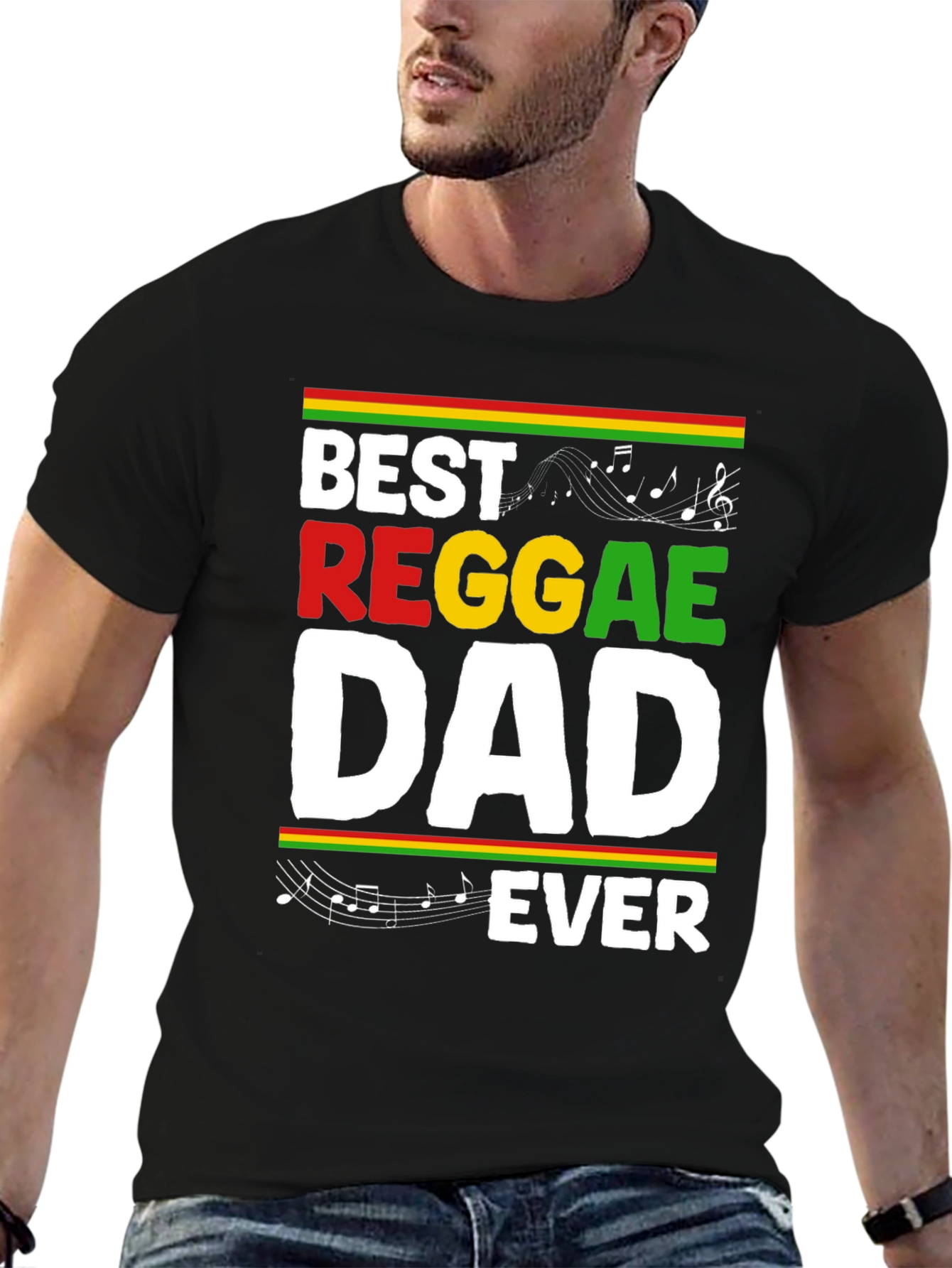 Best Reggae Dad Ever Black Graphic T-Shirt