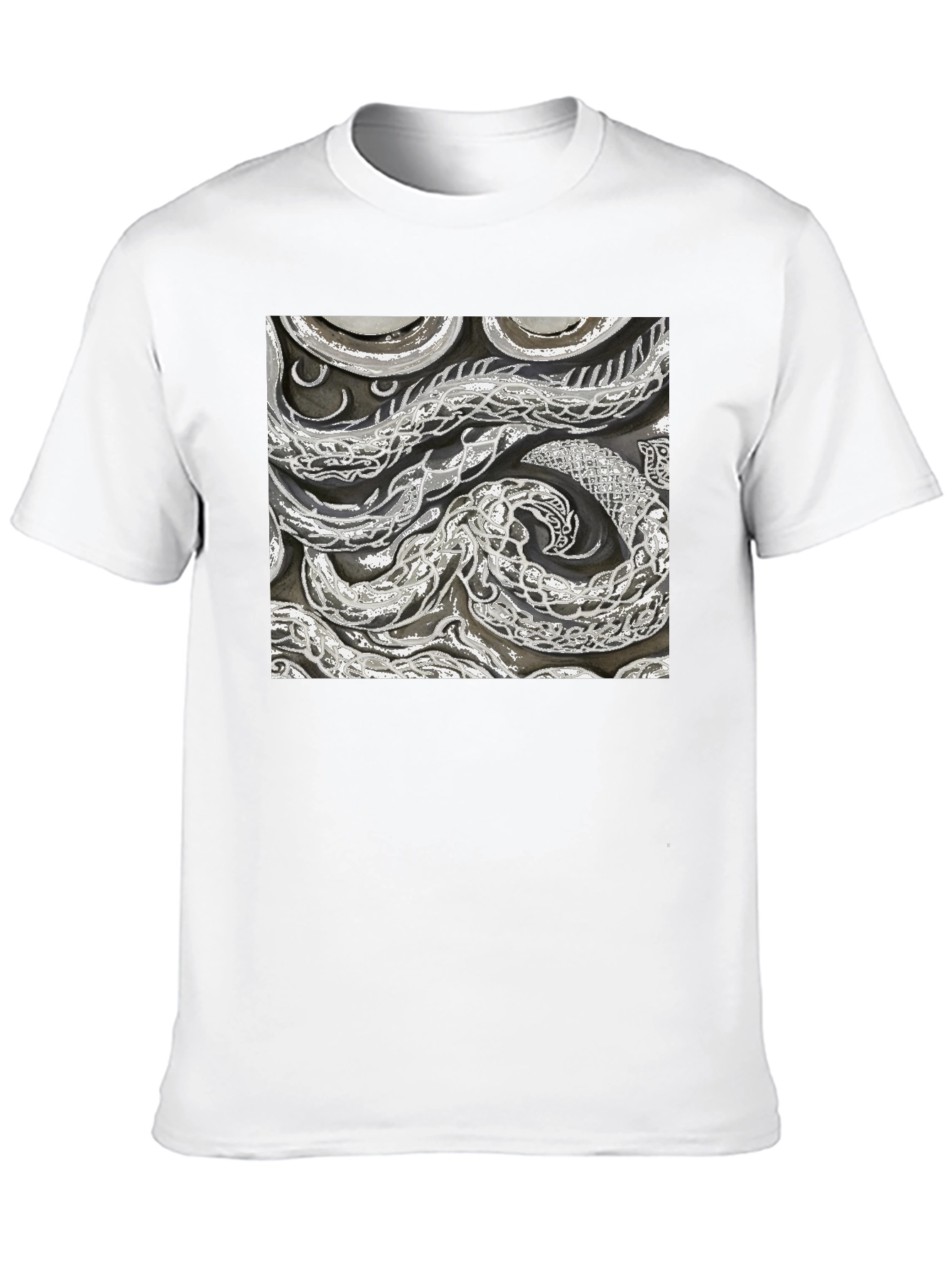 Abstract Snake Print Black T-Shirt
