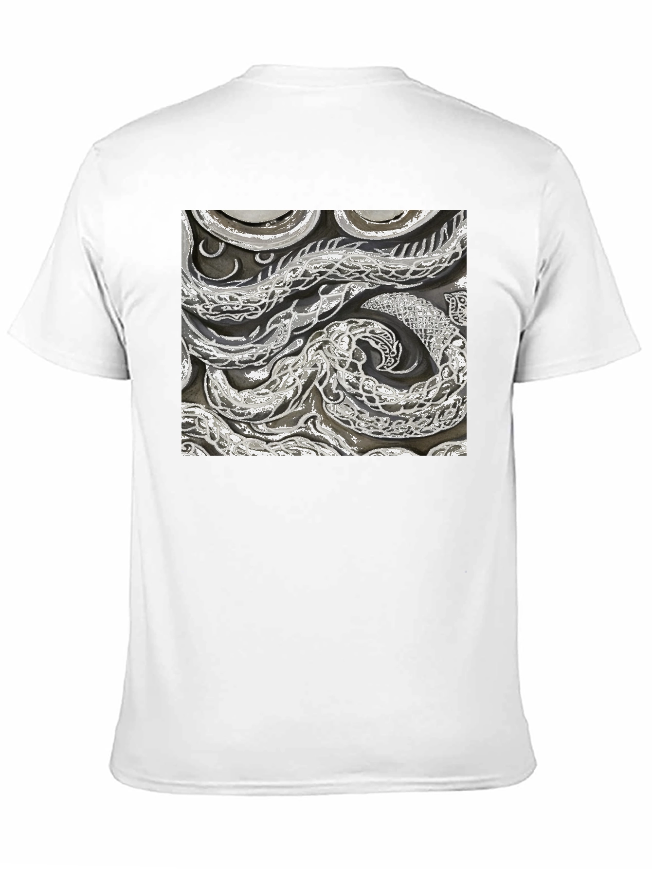 Abstract Snake Print Black T-Shirt