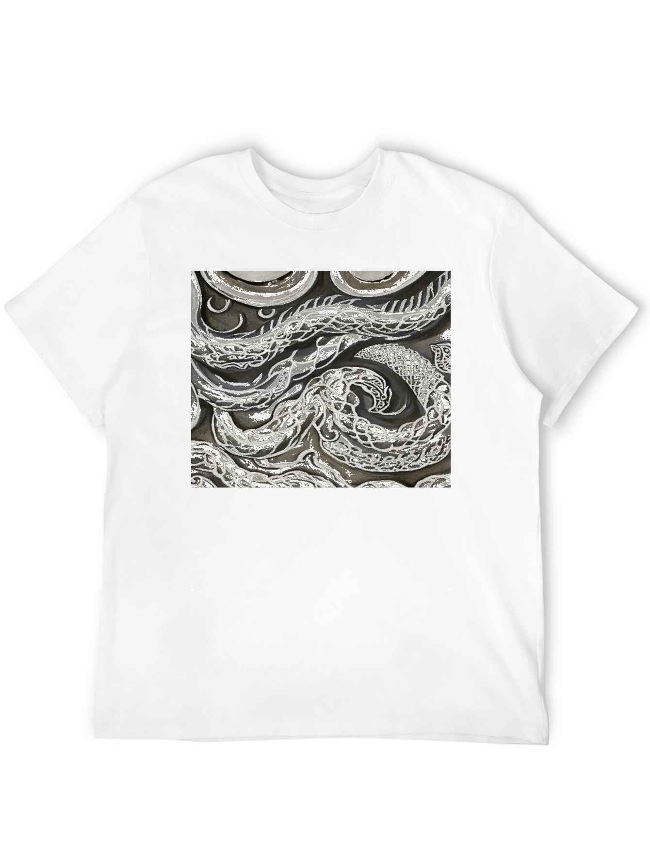 Abstract Snake Print Black T-Shirt