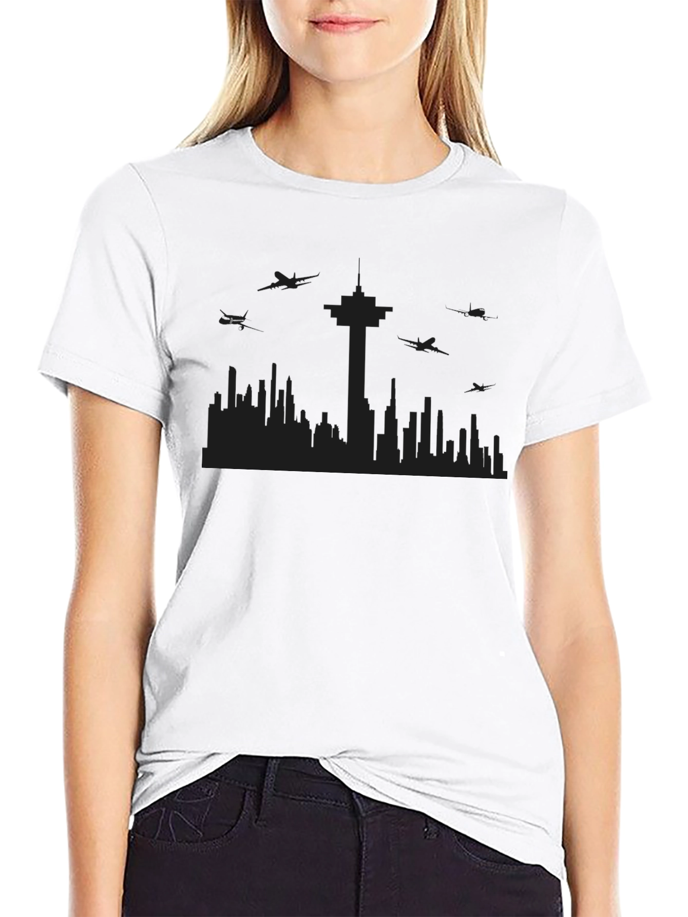 Cityscape Silhouette Black T-Shirt