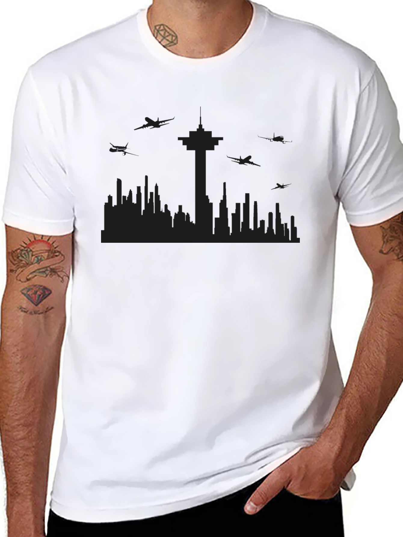 Cityscape Silhouette Black T-Shirt