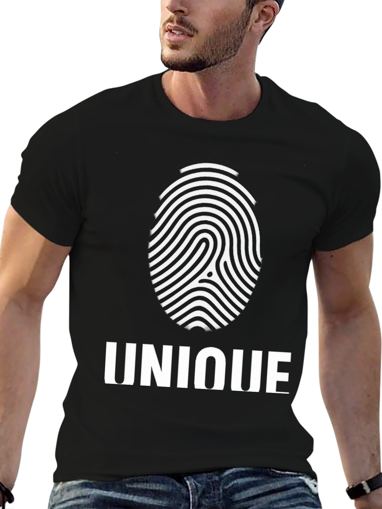 Unique Fingerprint Graphic T-Shirt - Black