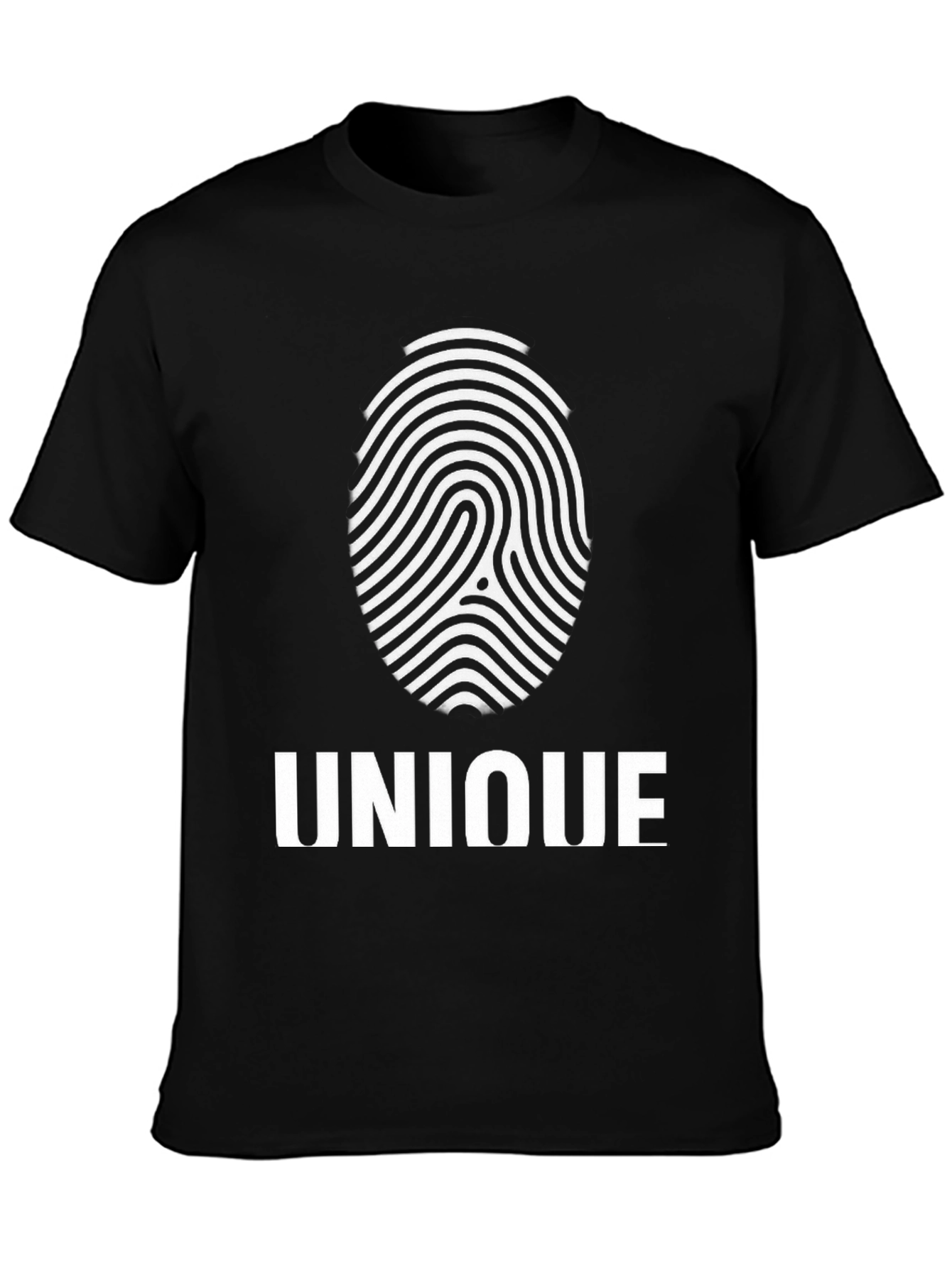 Unique Fingerprint Graphic T-Shirt - Black