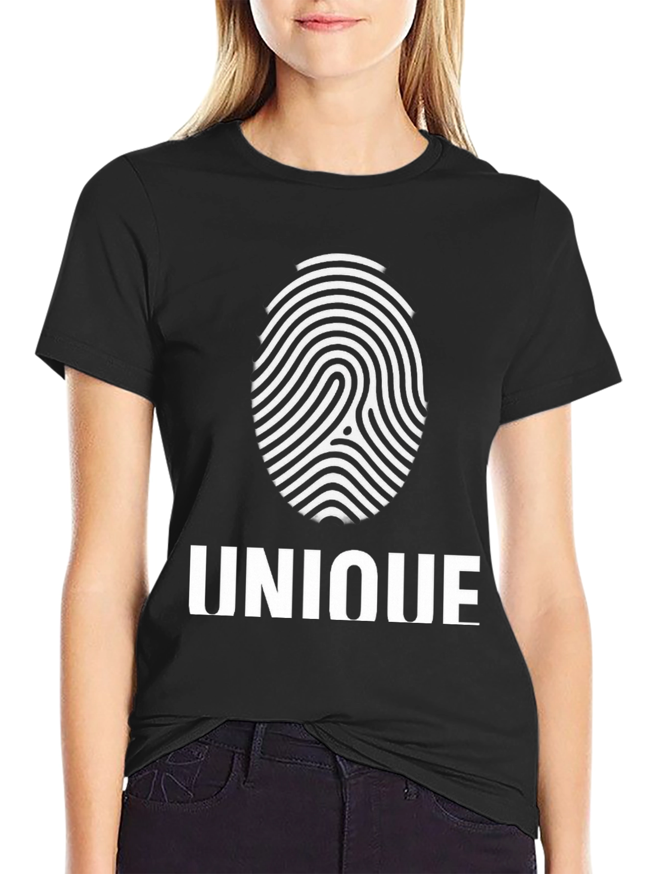 Unique Fingerprint Graphic T-Shirt - Black