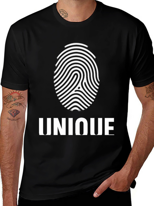 Unique Fingerprint Graphic T-Shirt - Black
