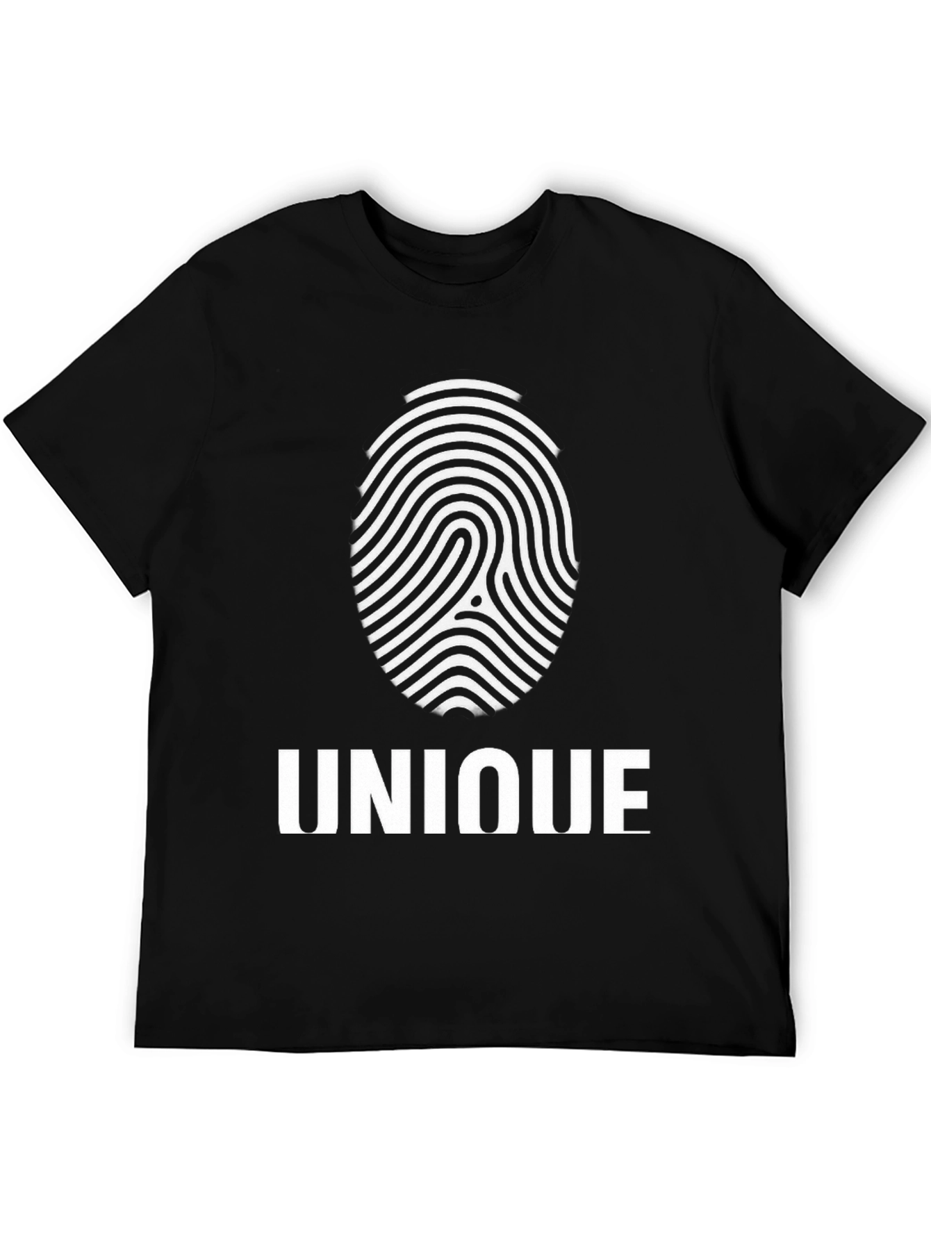 Unique Fingerprint Graphic T-Shirt - Black