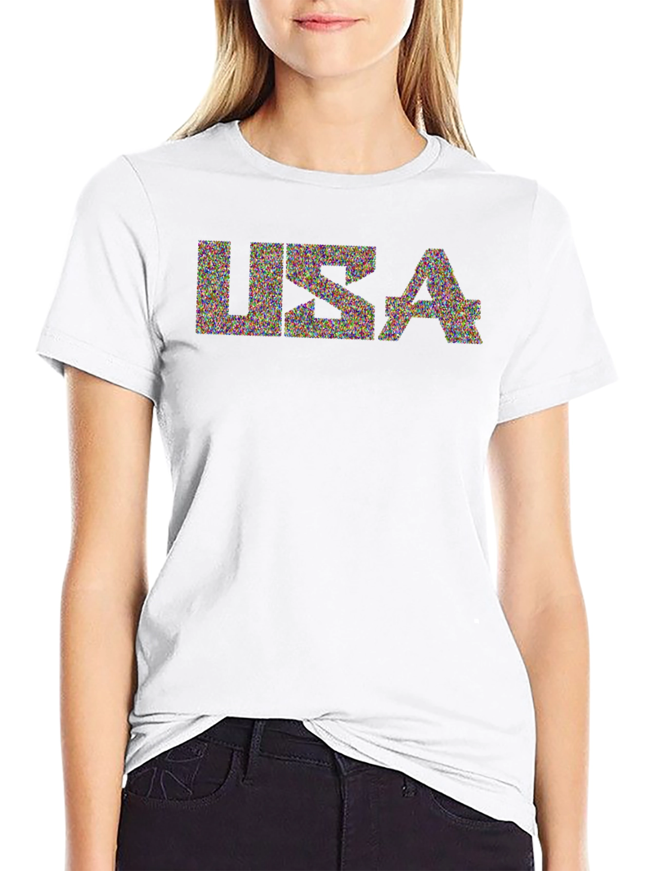 USA Graphic Print Black T-Shirt