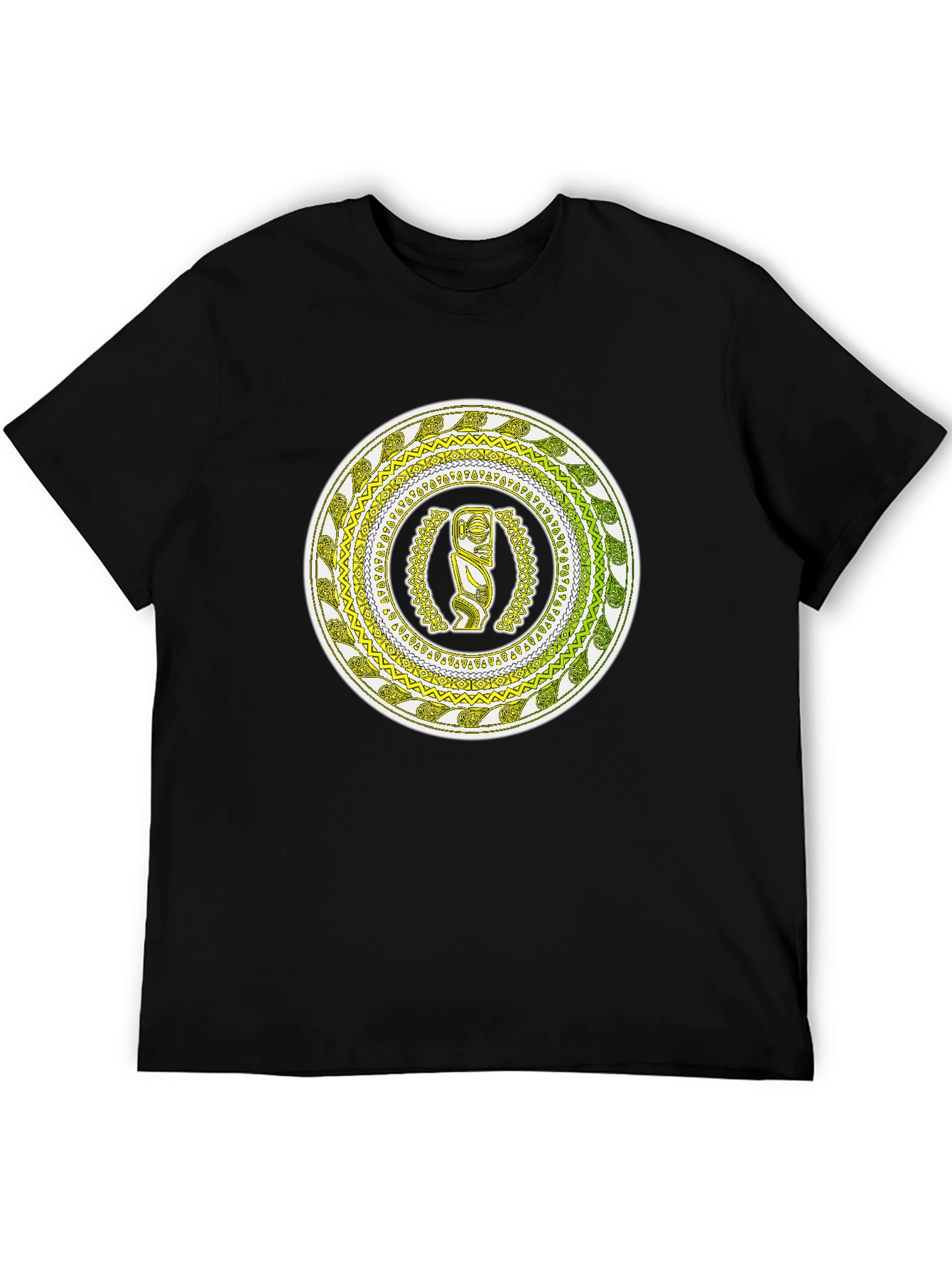 Tribal Tiki Graphic Tee - Black Cotton Comfort