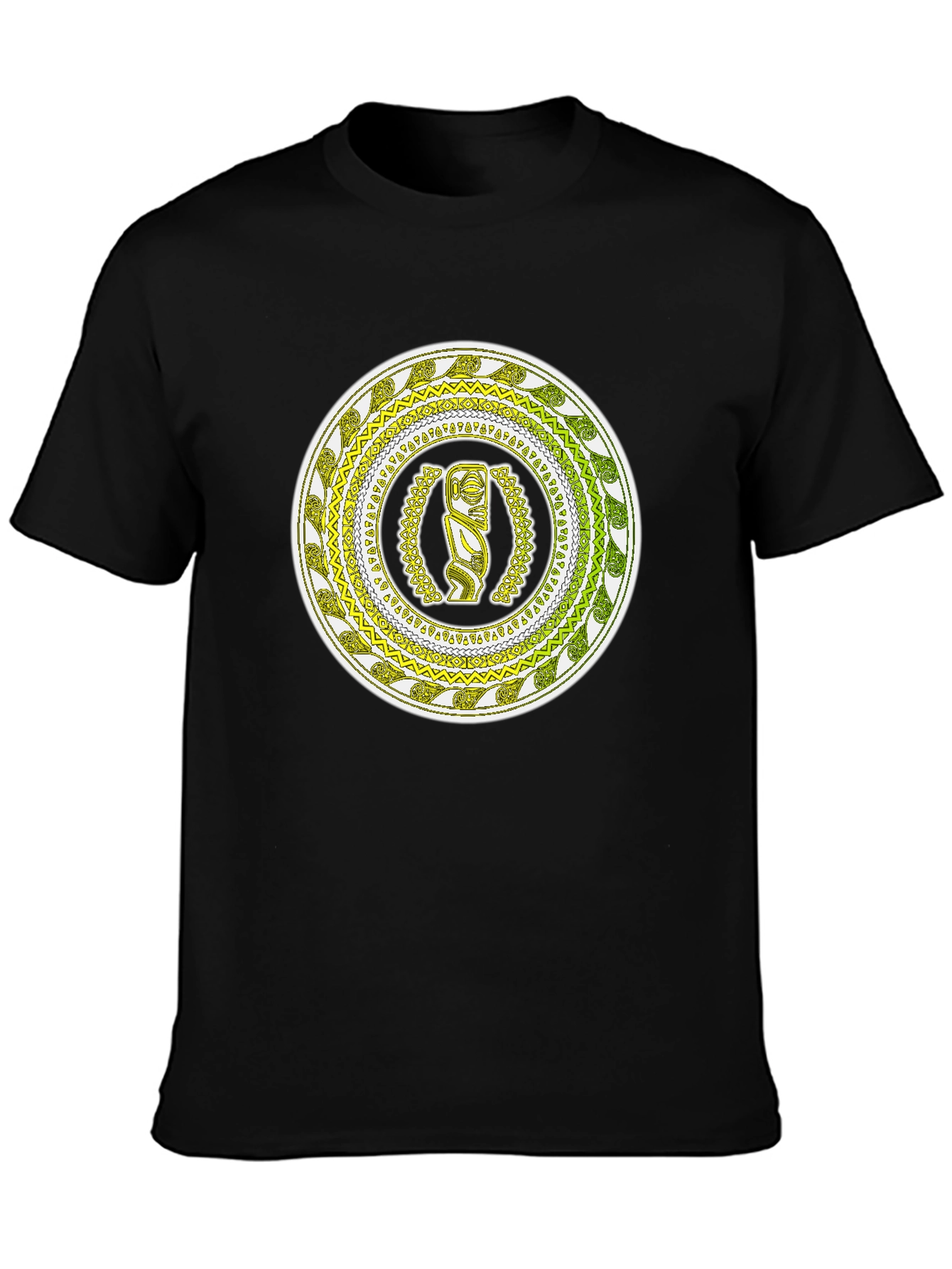 Tribal Tiki Graphic Tee - Black Cotton Comfort