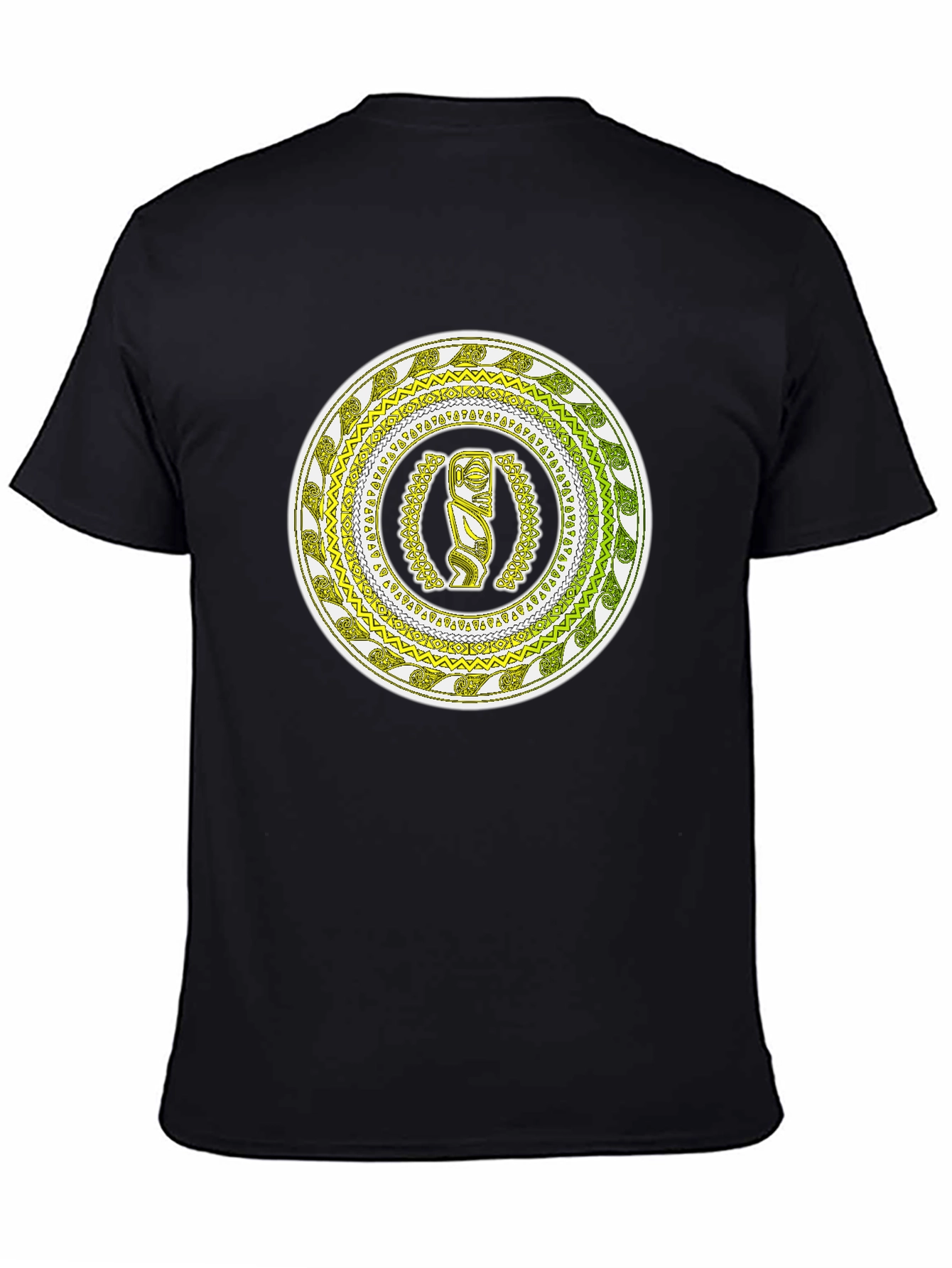 Tribal Tiki Graphic Tee - Black Cotton Comfort