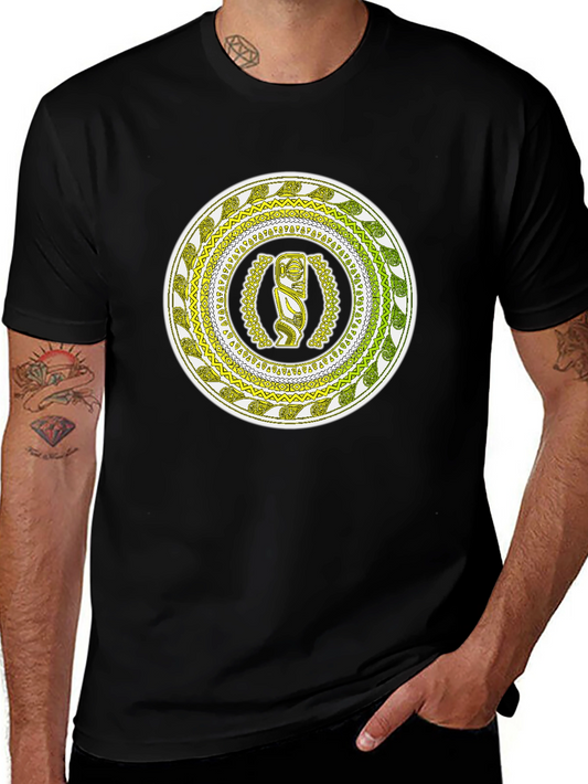 Tribal Tiki Graphic Tee - Black Cotton Comfort