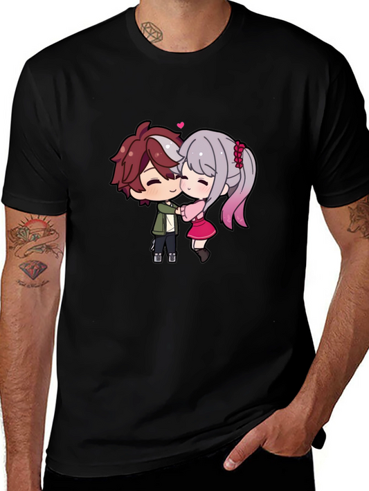 Cute Anime Couple T-Shirt - Sweet Embrace