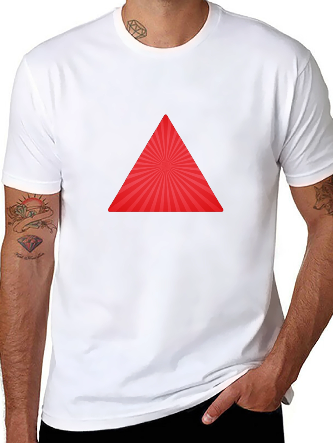 Red Triangle Burst Black T-Shirt