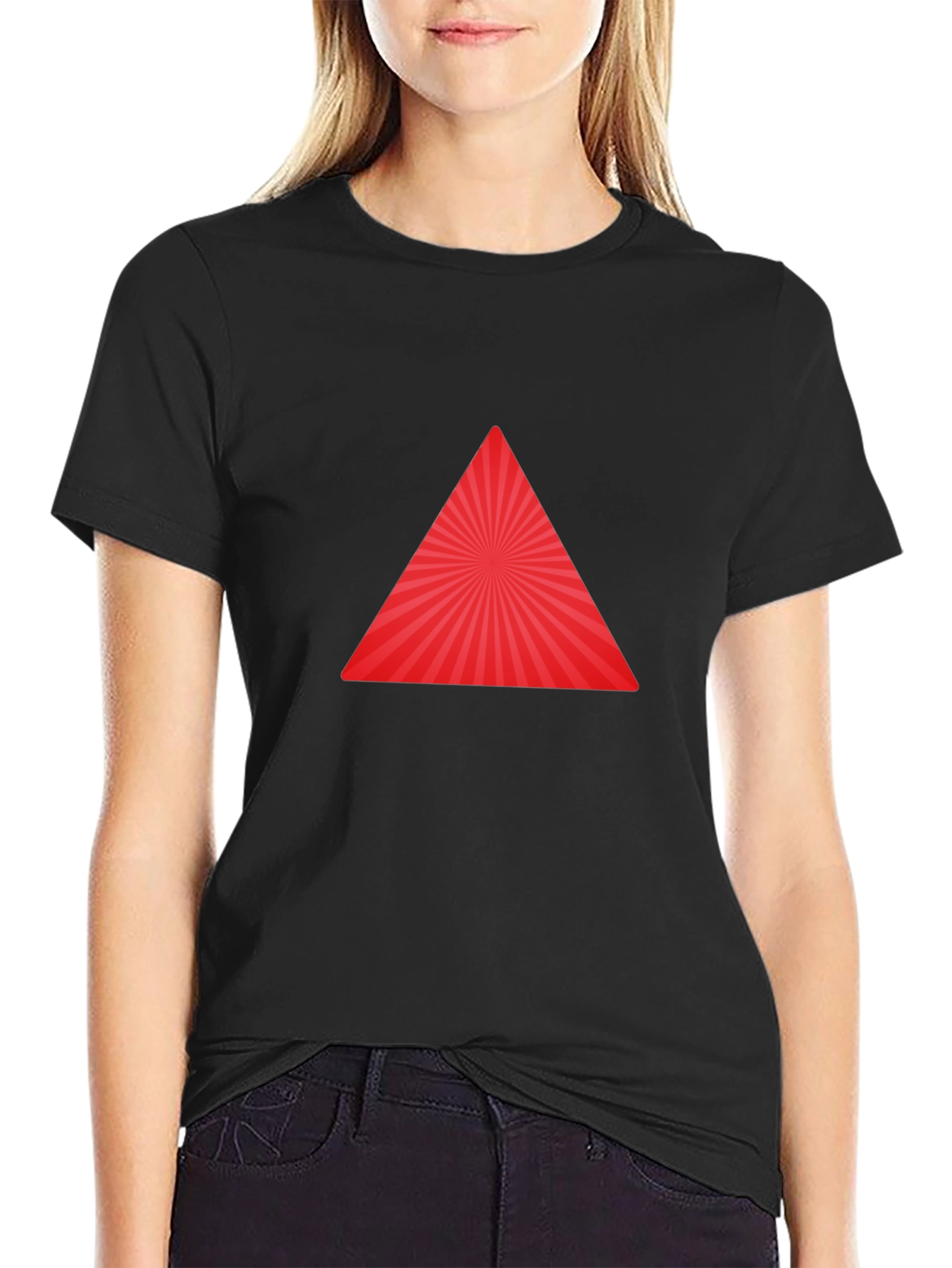 Red Triangle Burst Black T-Shirt