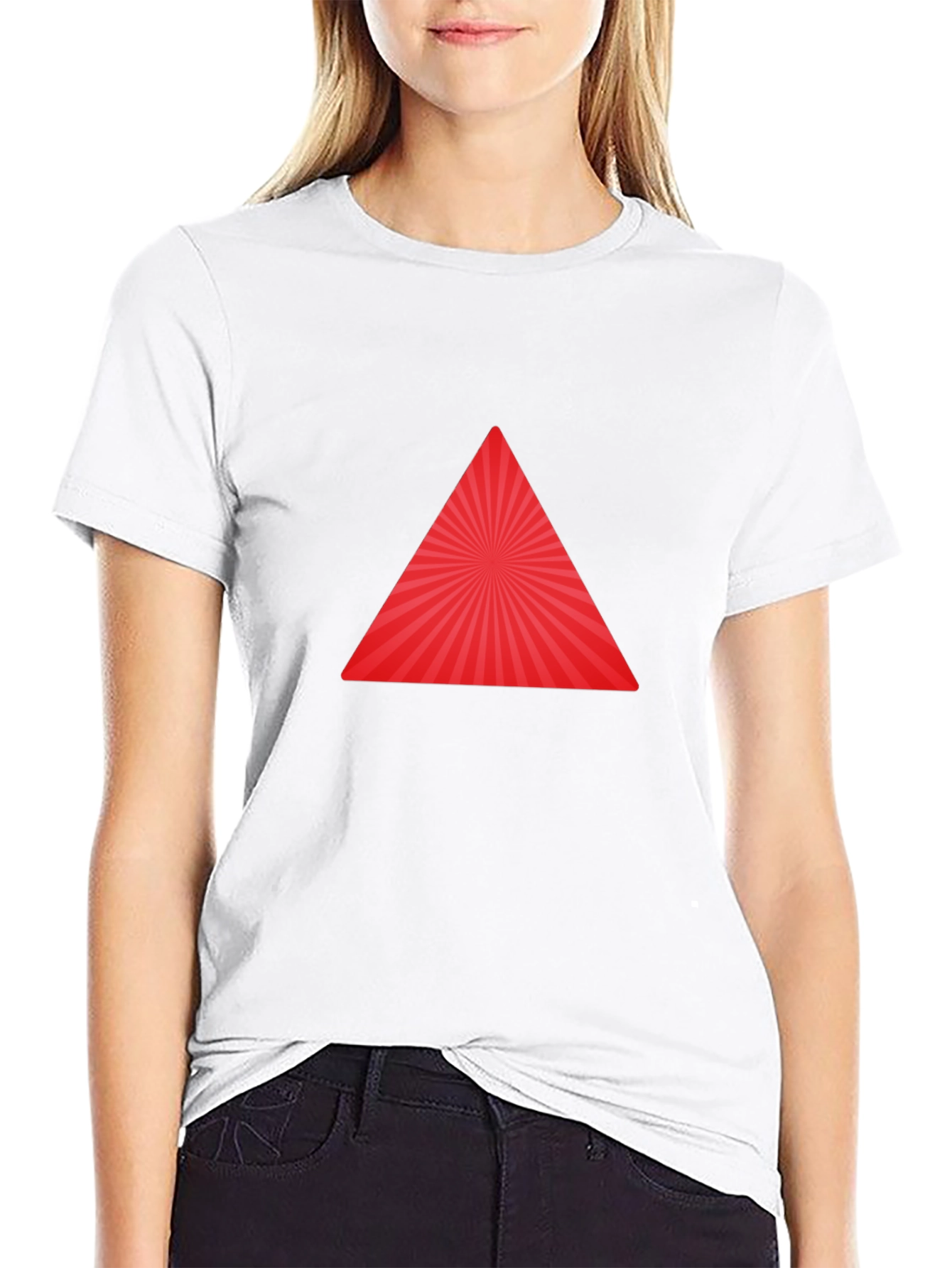 Red Triangle Burst Black T-Shirt