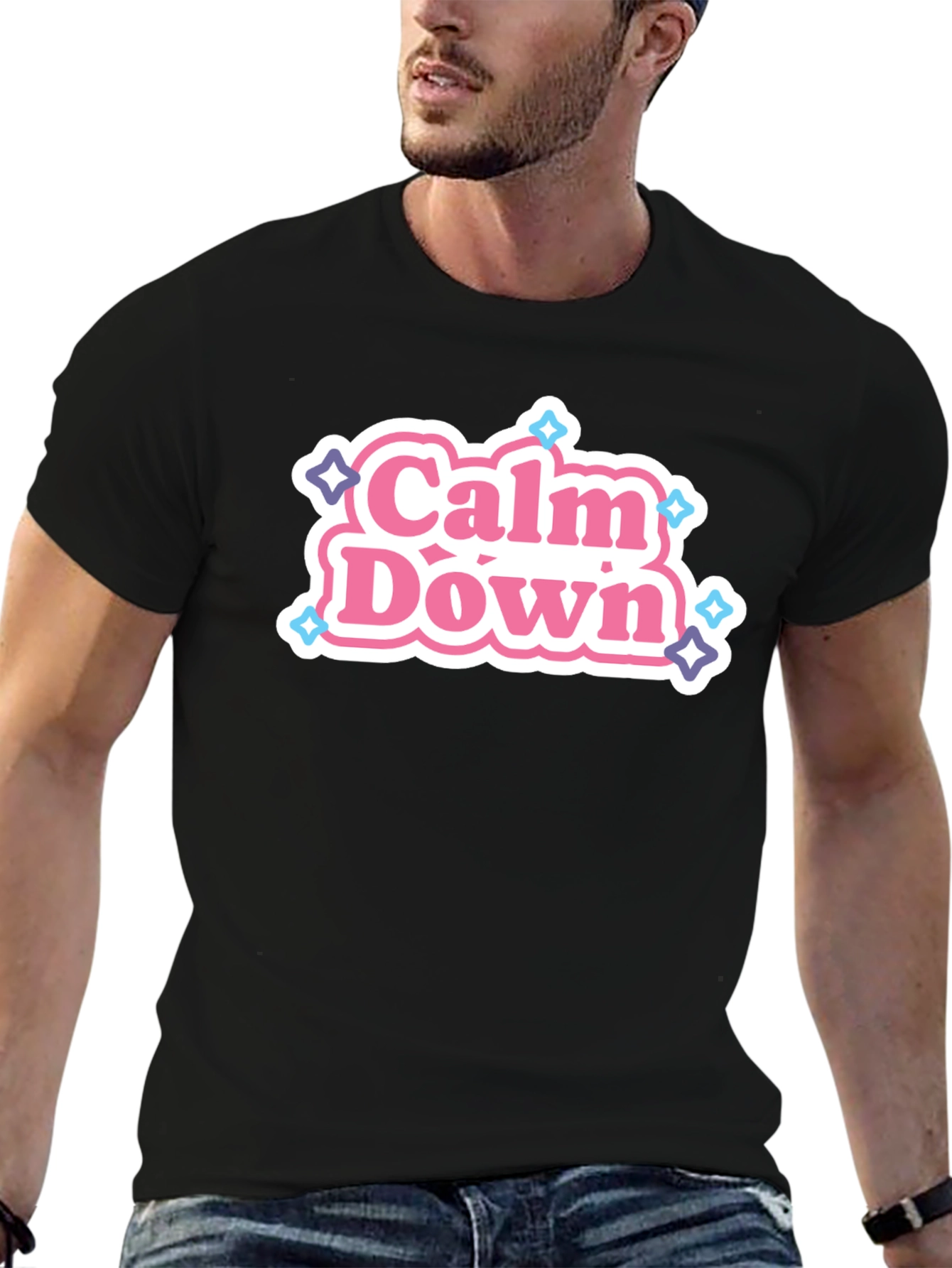 Calm Down Graphic Tee - Relaxed Casual Wear